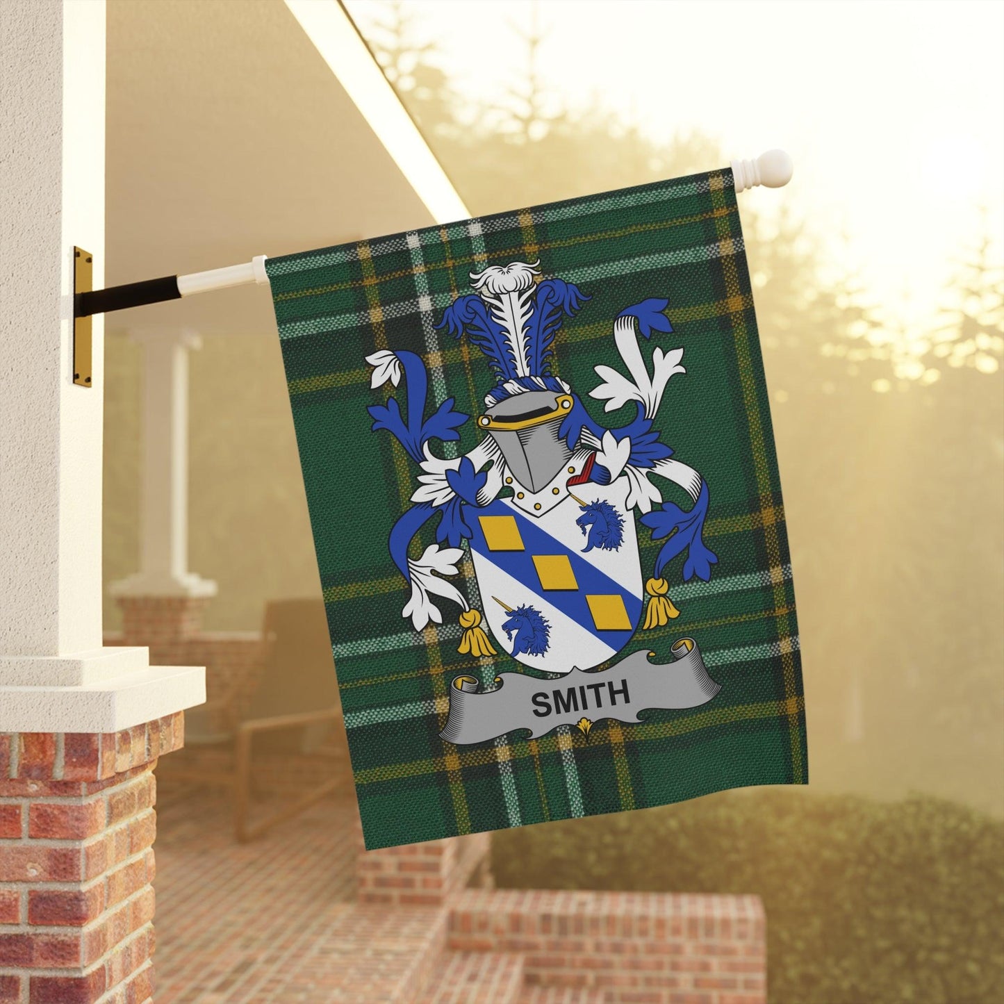 Custom Irish Surname Coat of Arms Tartan Flag