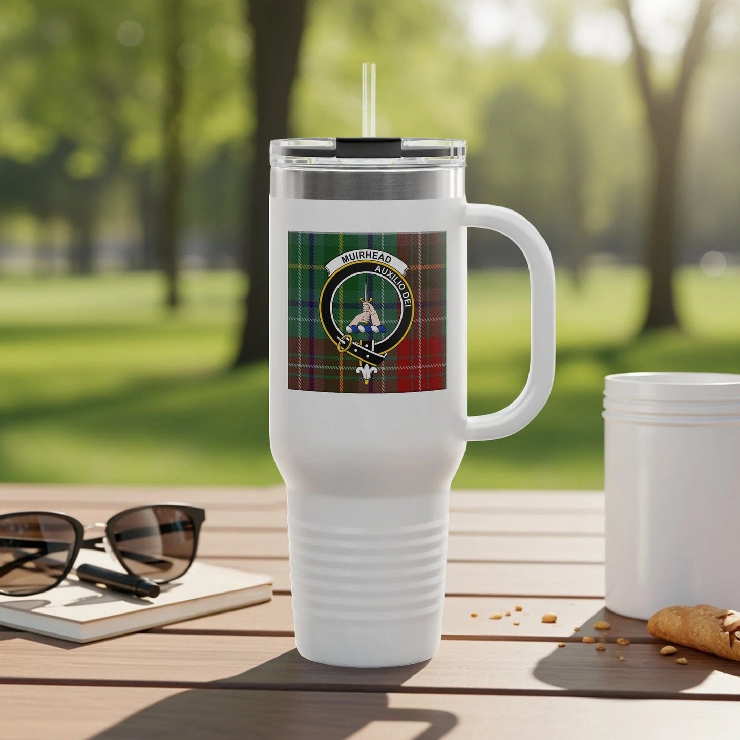 White Tumbler with Unique Design and Straw Drinking product