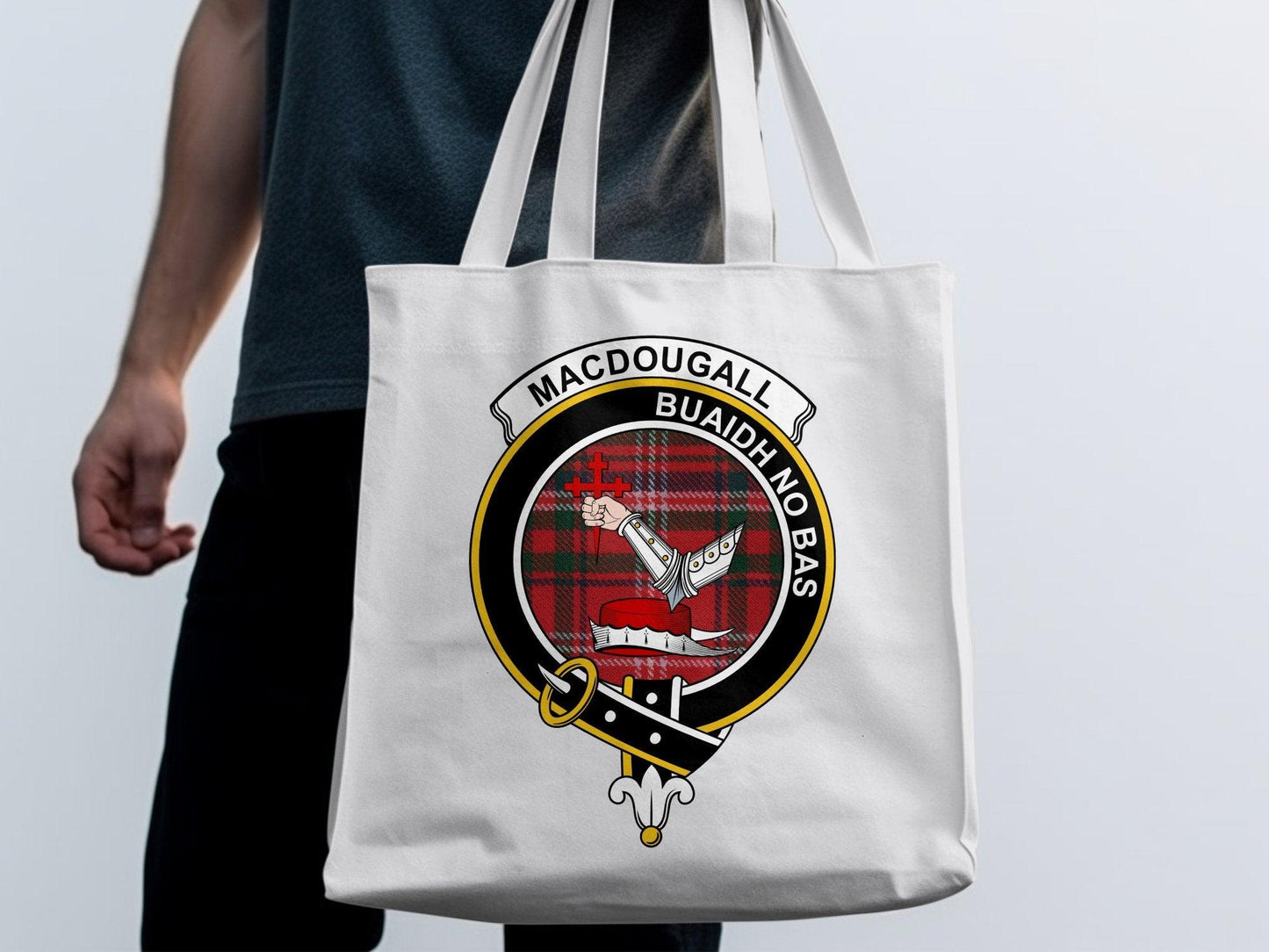 MacDougall Clan Crest Tartan Tote Bags - Celtic Ancestry Gifts