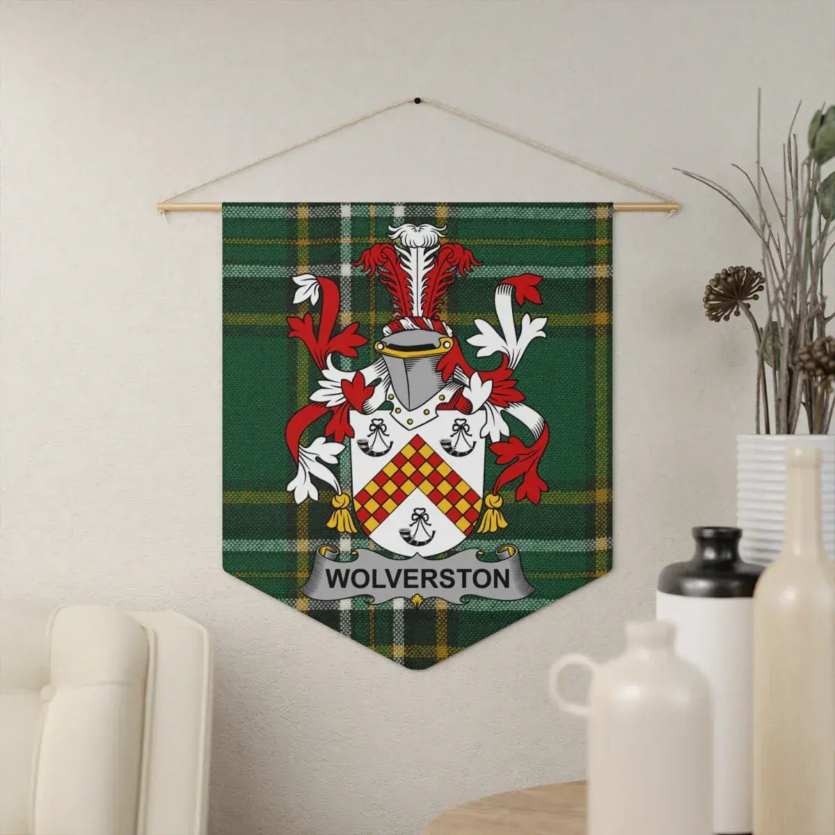 Custom Wolverston Coat of Arms Tartan Wall Banner product