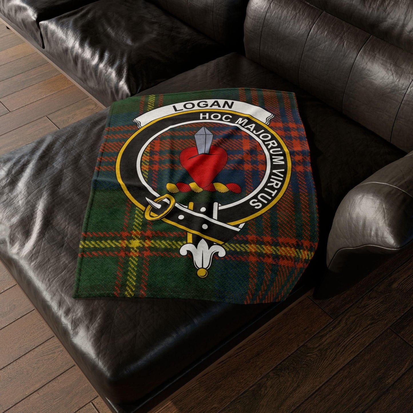Logan Clan Tartan Blanket – Scottish Crest Throw, Soft & Cozy - Celtic Ancestry Gifts