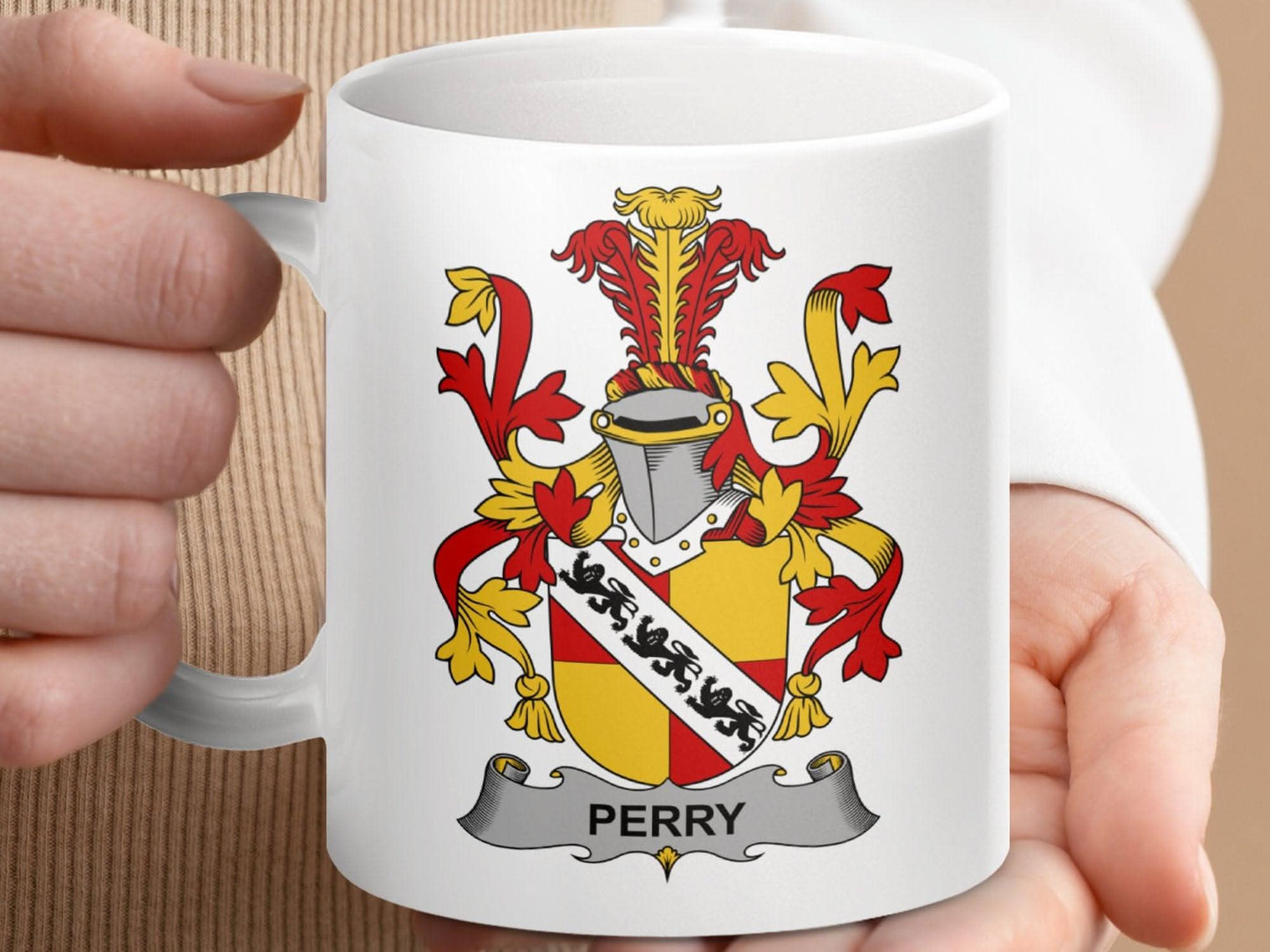 Perry Family Coat of Arms Colorful Crest Mug - Celtic Ancestry Gifts