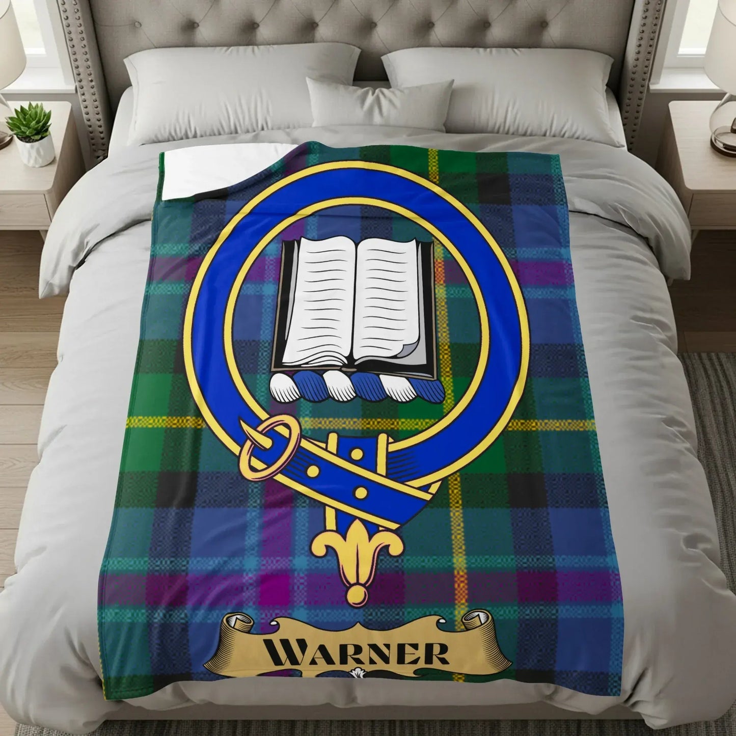 Cozy Book Emblem Plaid Blanket Bed Spread product