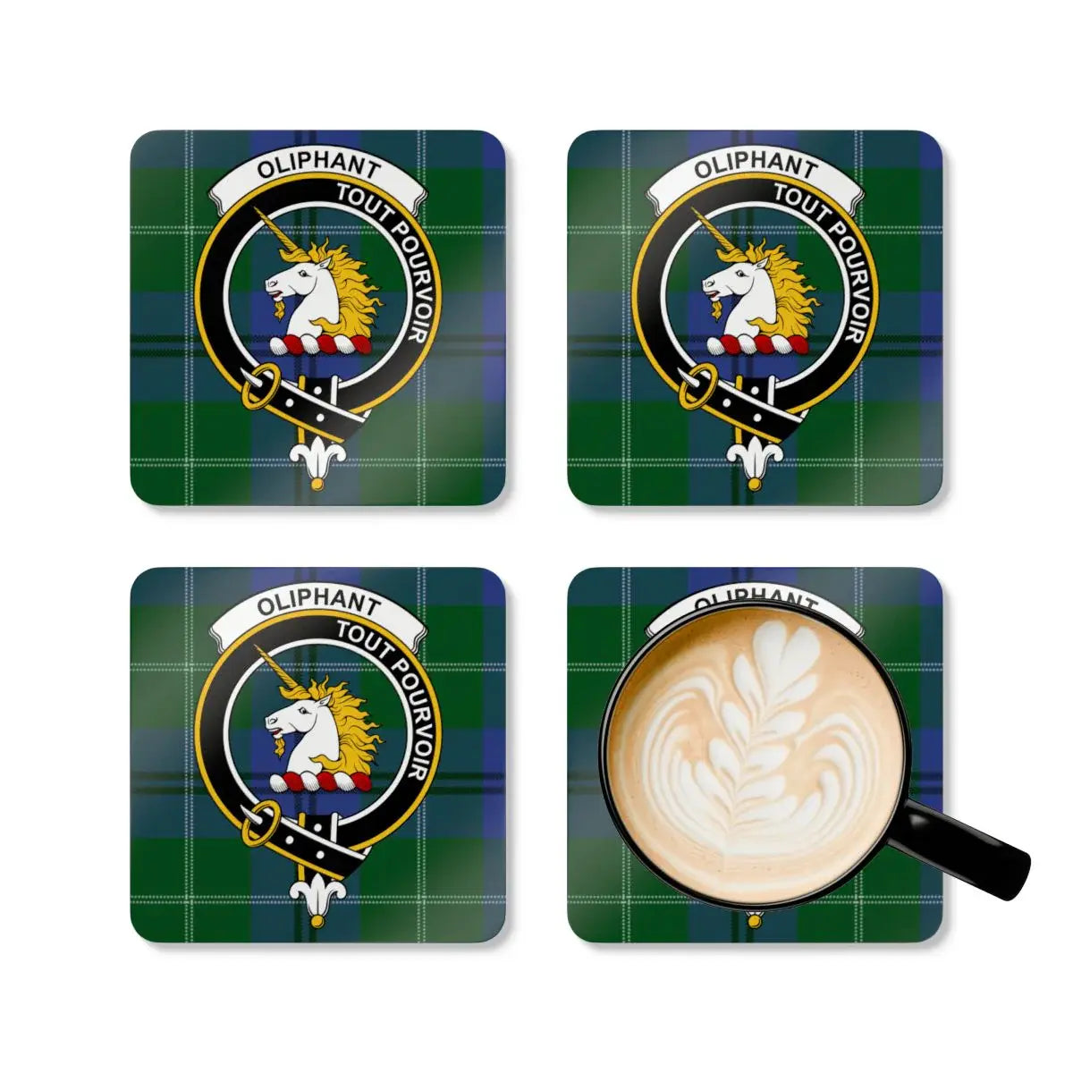 Scottish Clan Crest Plaid Tartan Design Coasters product type