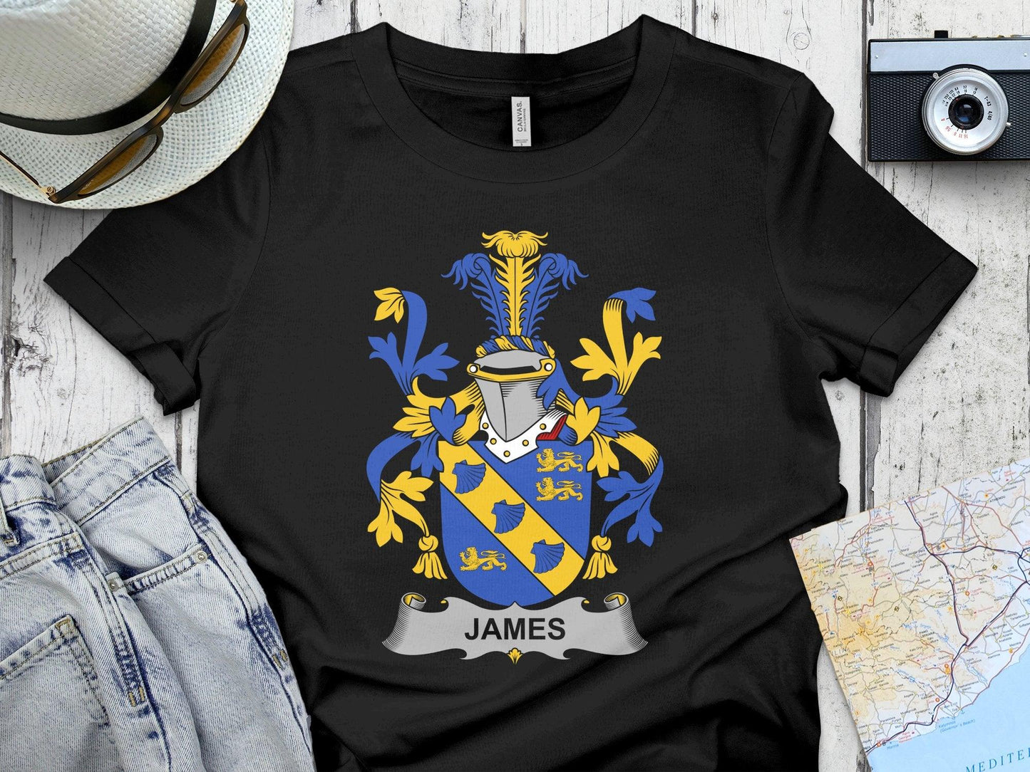 Custom Family Crest Design Stylish James T-shirt product