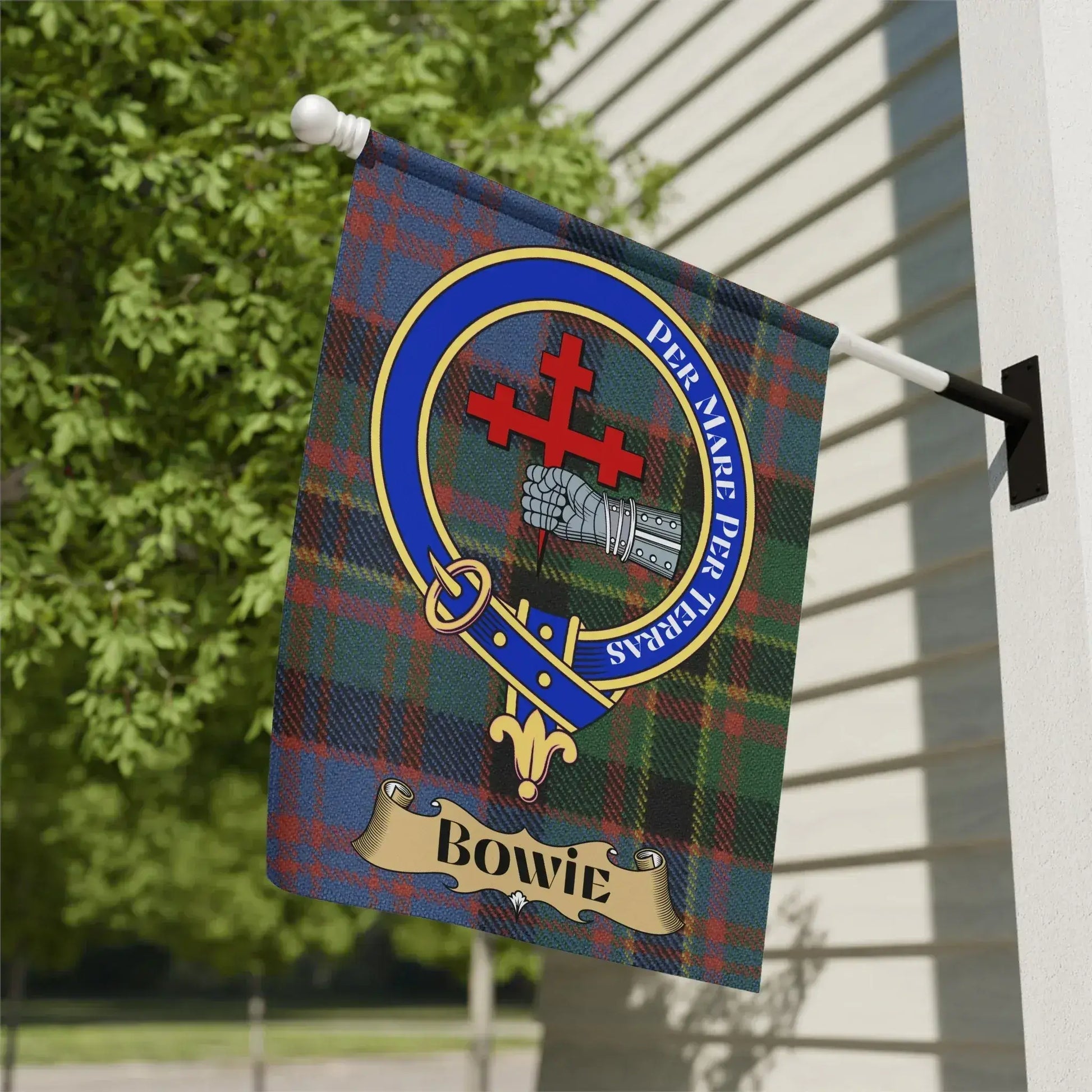Bowie Custom Family Crest Tartan Outdoor Flag product