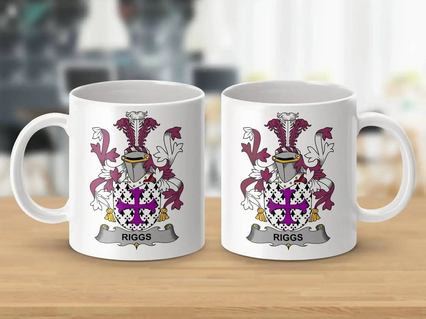 Ornate Riggs Family Crest Design on Mug - Celtic Ancestry Gifts