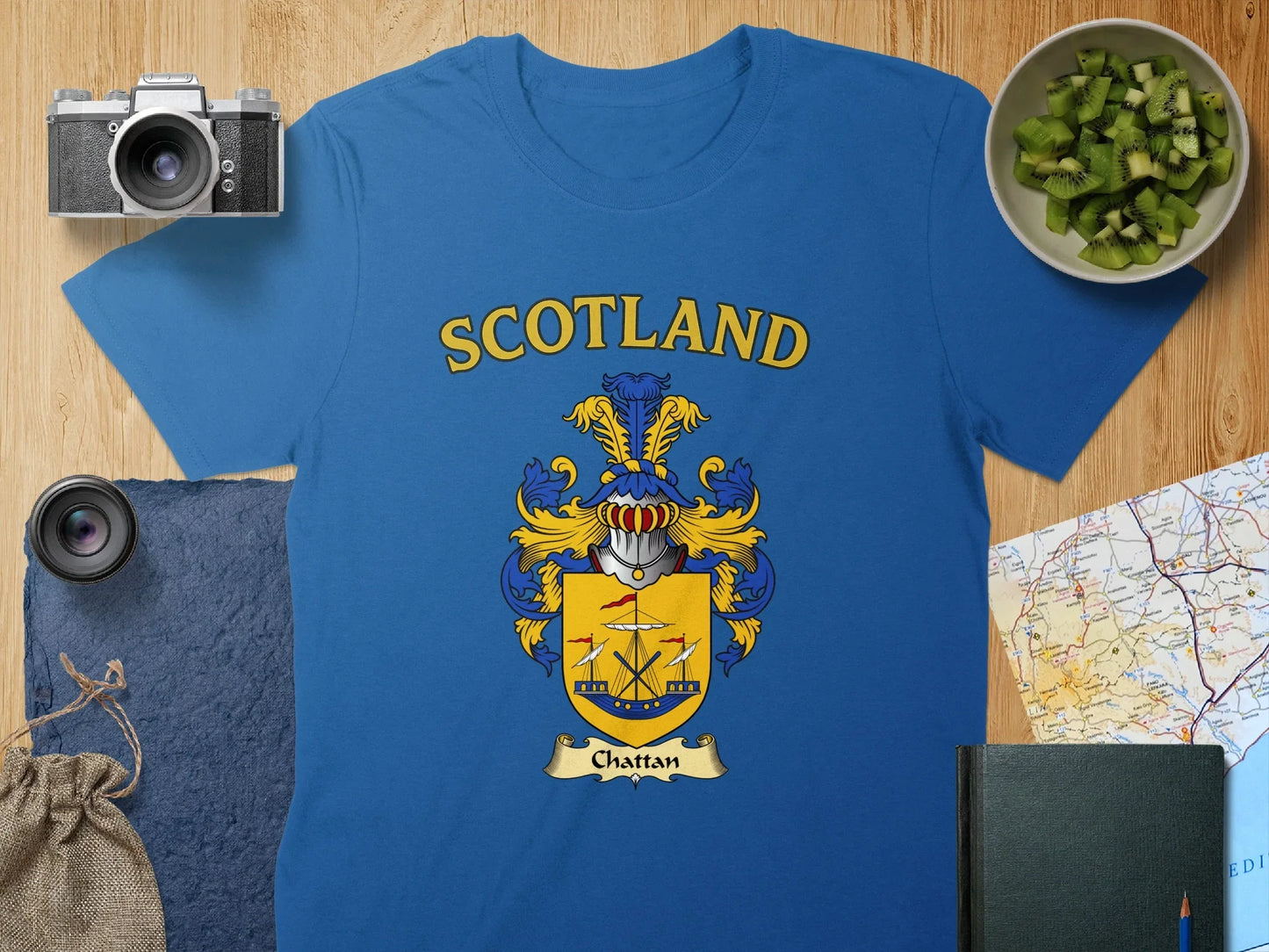 Scotland Chattan Family Crest Blue T-shirt product