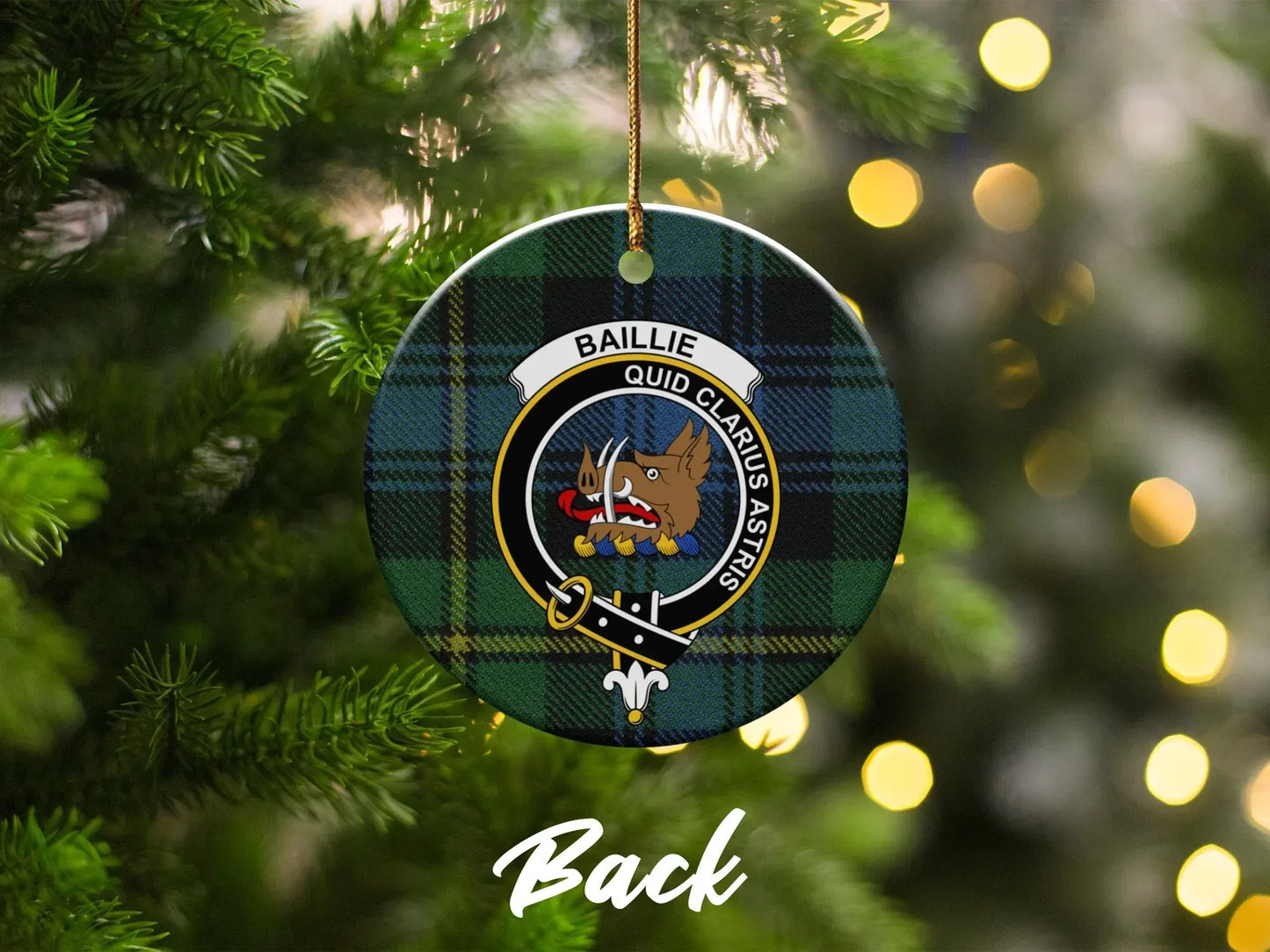 Baillie Clan Crest Tartan Design Christmas Ornament product