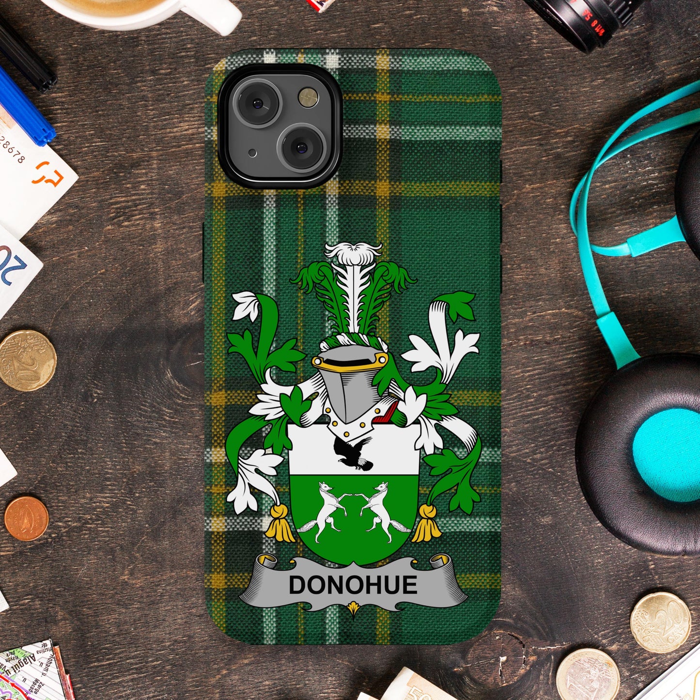 Green Tartan Phone Case with Donohue Crest product type
