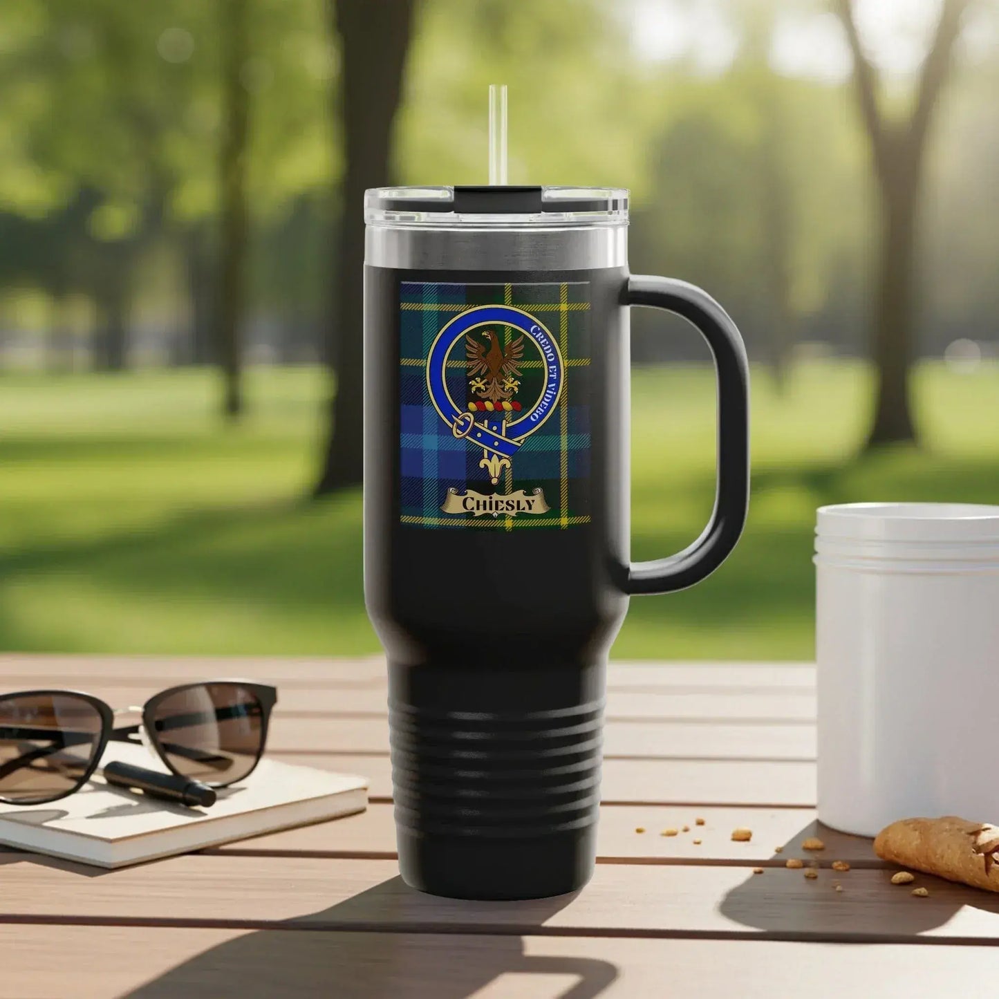 Lion Crest Design Tumbler with Lid and Straw product type
