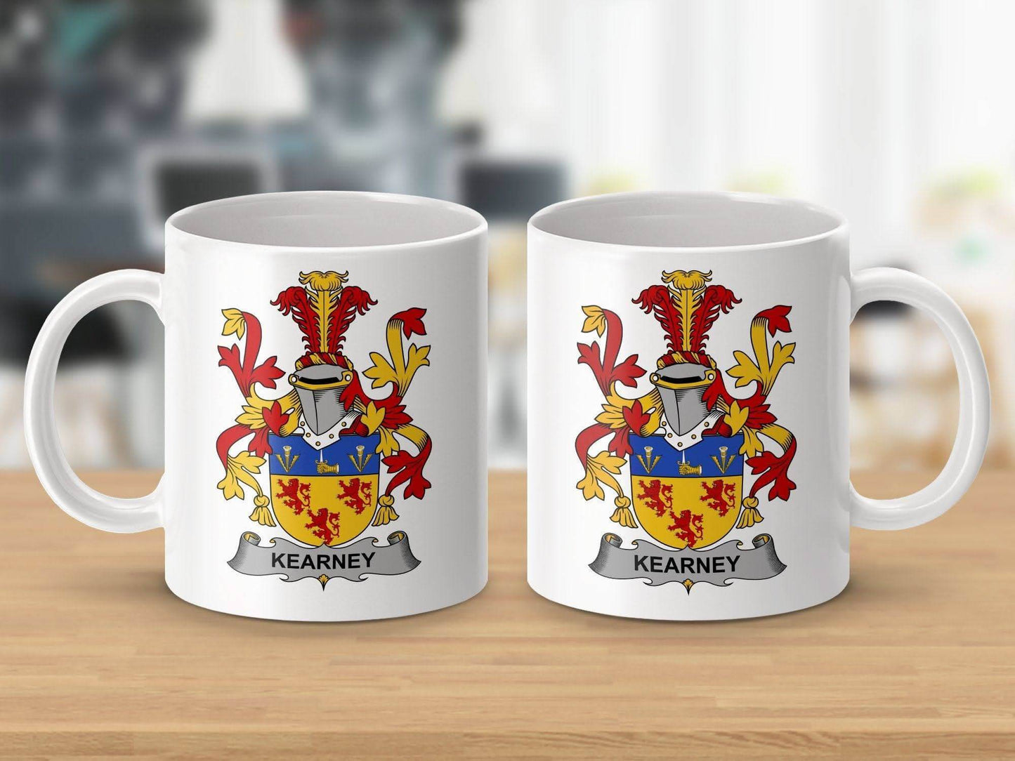Kearney Irish Surname Coat of Arms Family Crest Heritage Mug - Celtic Ancestry Gifts
