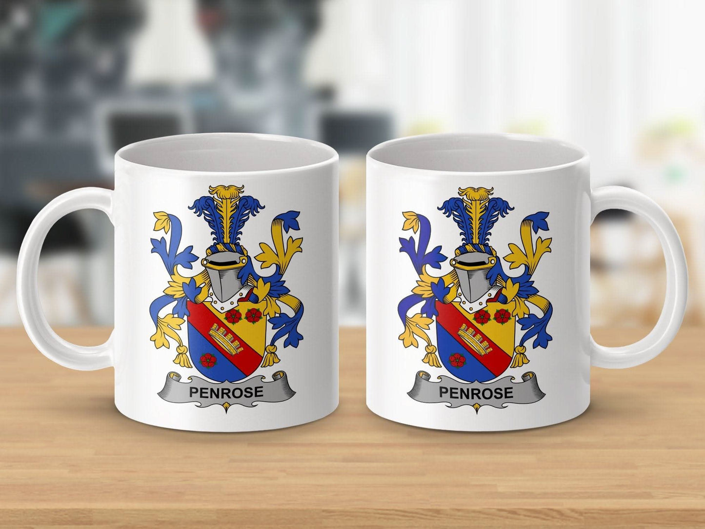 Penrose Family Crest Coat of Arms Mug - Celtic Ancestry Gifts