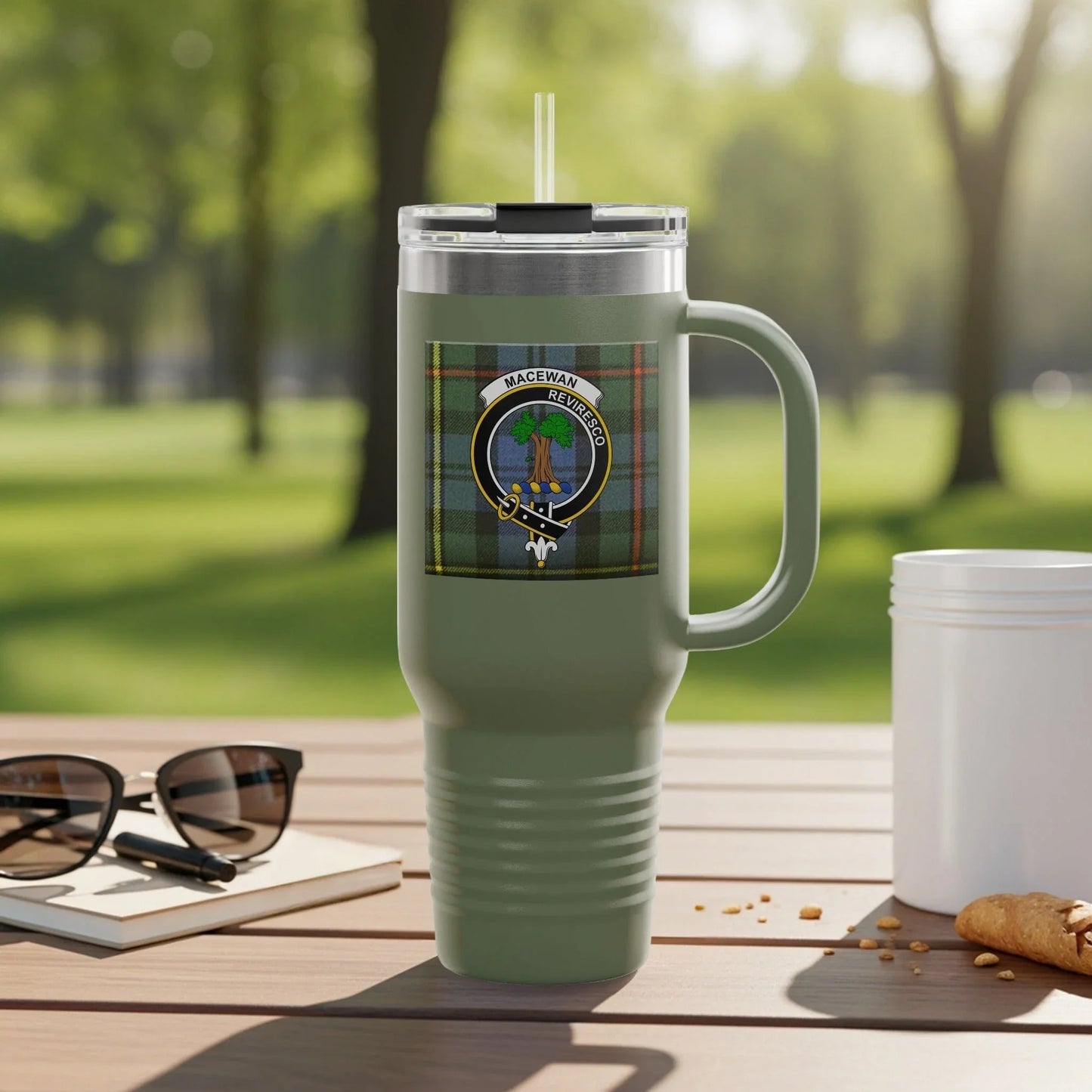Stylish Tartan Patch Embroidered Travel Mug product