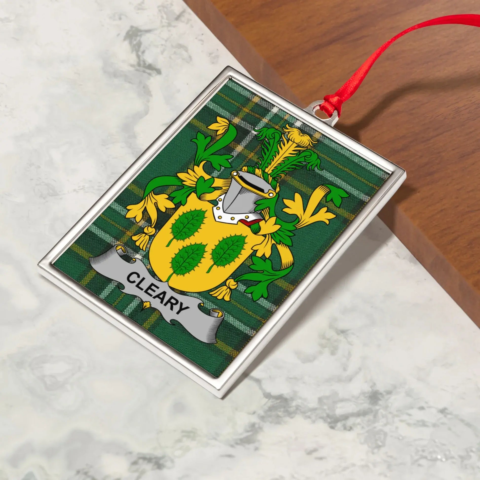 Cleary Family Crest Green Plaid Metal Plaque product type