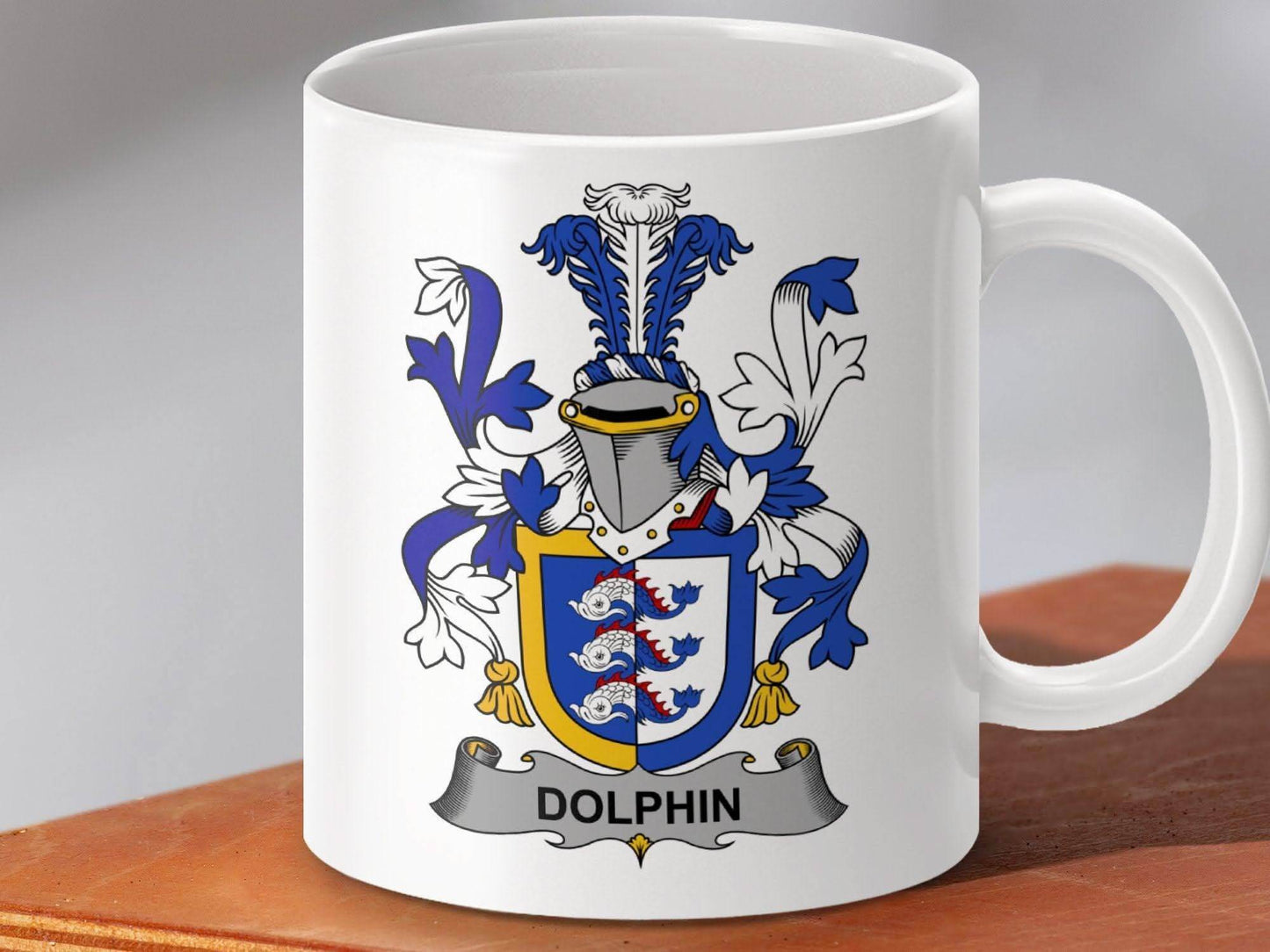 Dolphin Surname Irish Family Crest Mug - Celtic Ancestry Gifts