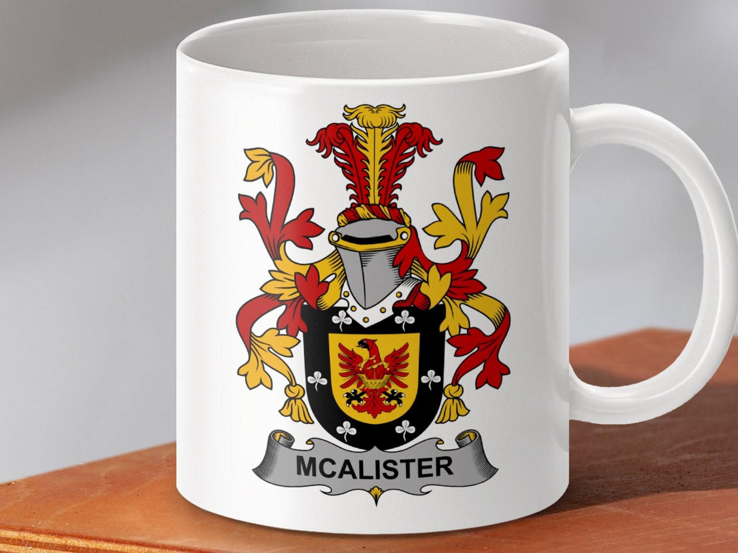 McAlister Surname Irish Family Crest Heraldry Gift Mug - Celtic Ancestry Gifts
