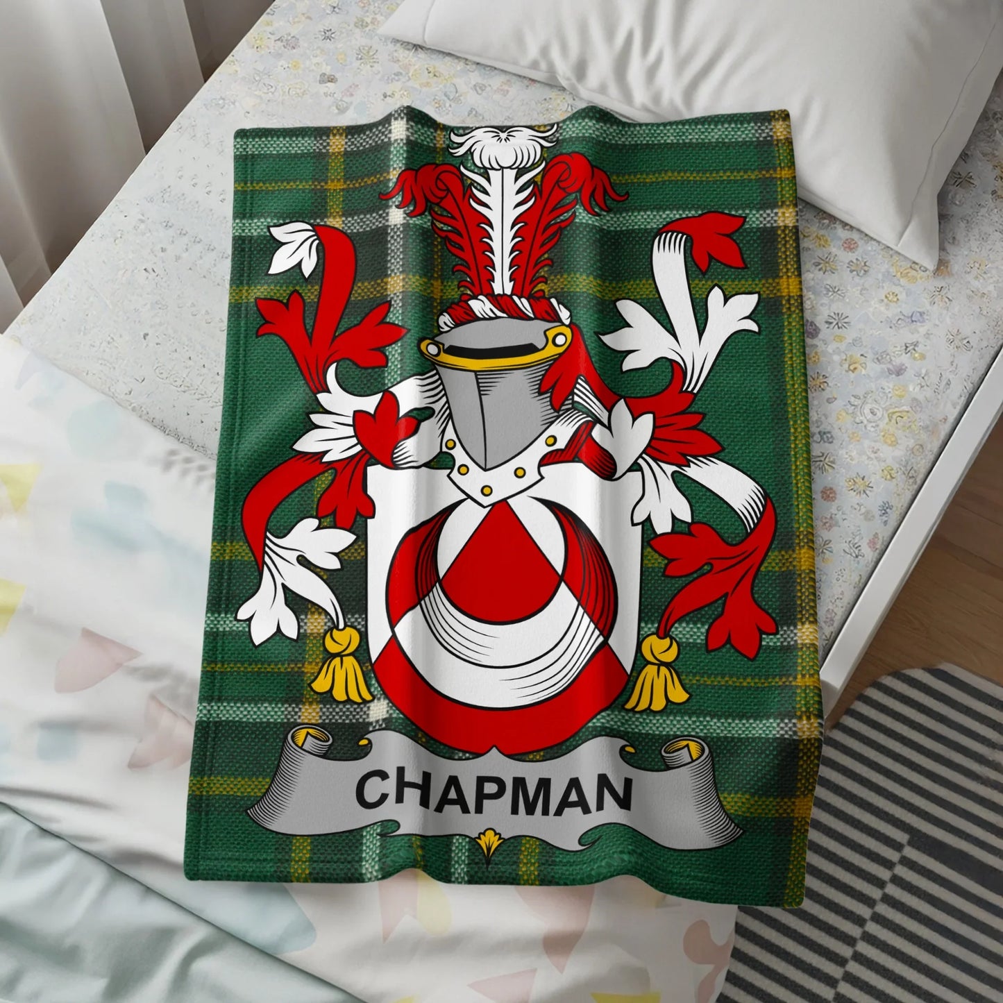Chapman Family Crest Blanket with Tartan Design product