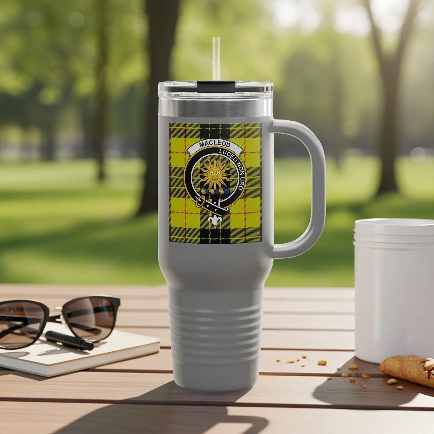MacLeod Clan Crest Yellow Plaid Tumbler product