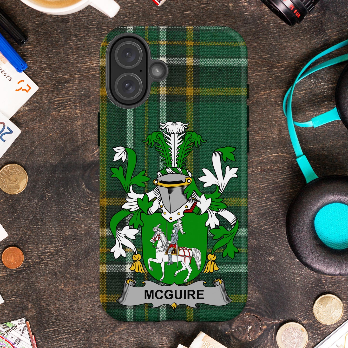 Custom Green Plaid McGuire Family Crest Phone Case product