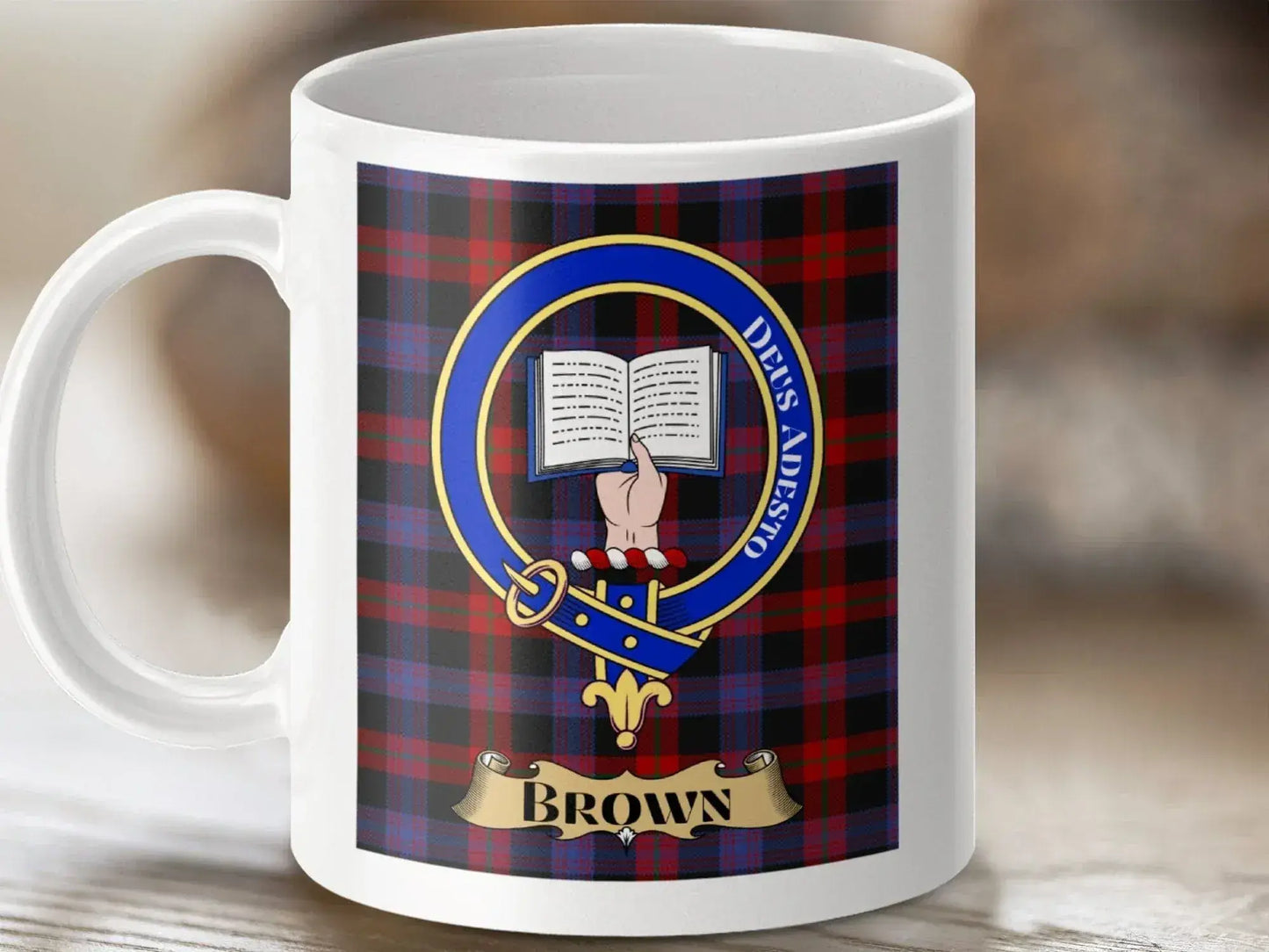 Clan Crest Badge Brown Tartan Mug Coffee Cup product