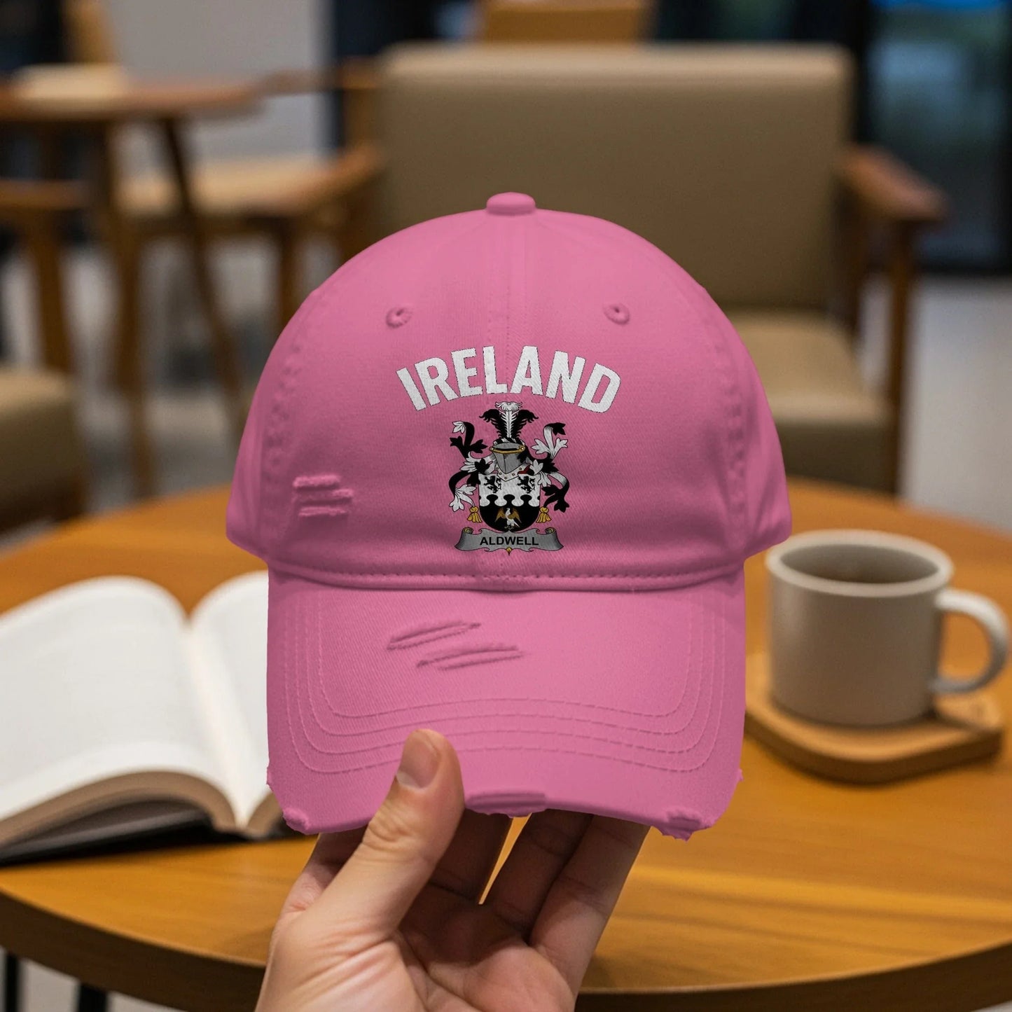 Ireland Themed Pink Distressed Look Baseball Cap product