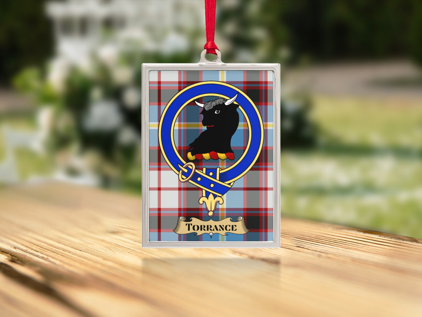 Family Crest Plaid Design Customizable Ornament product type
