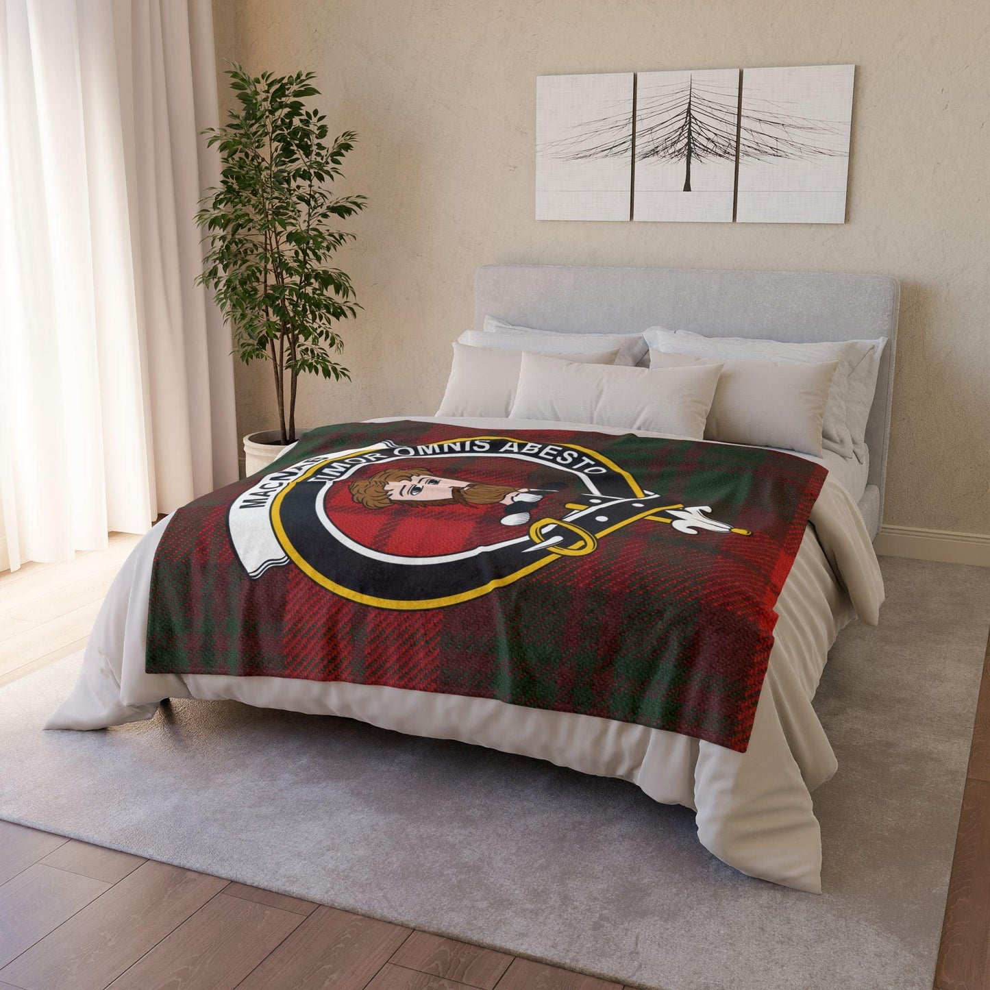 MacNab Clan Tartan Blanket – Scottish Crest Throw, Soft & Cozy