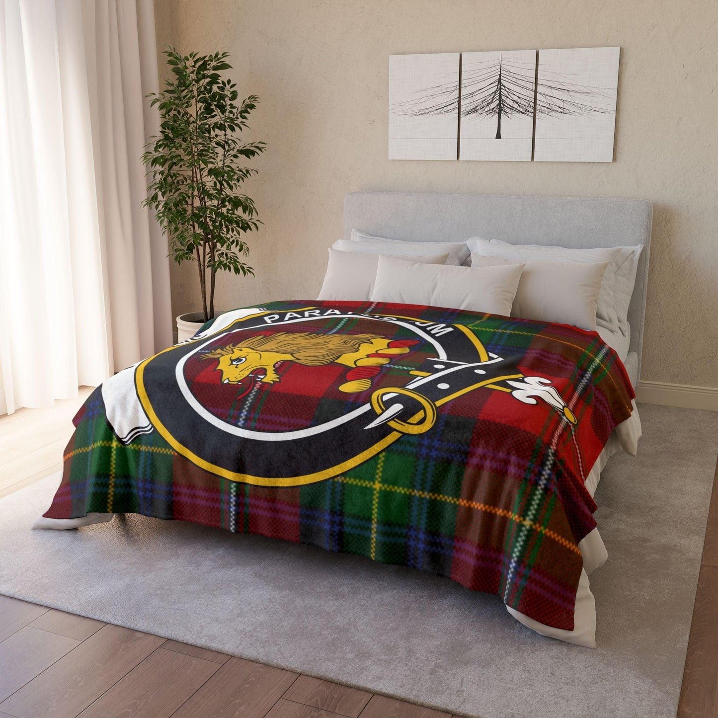 Fairlie Clan Tartan Blanket – Scottish Crest Throw - Celtic Ancestry Gifts