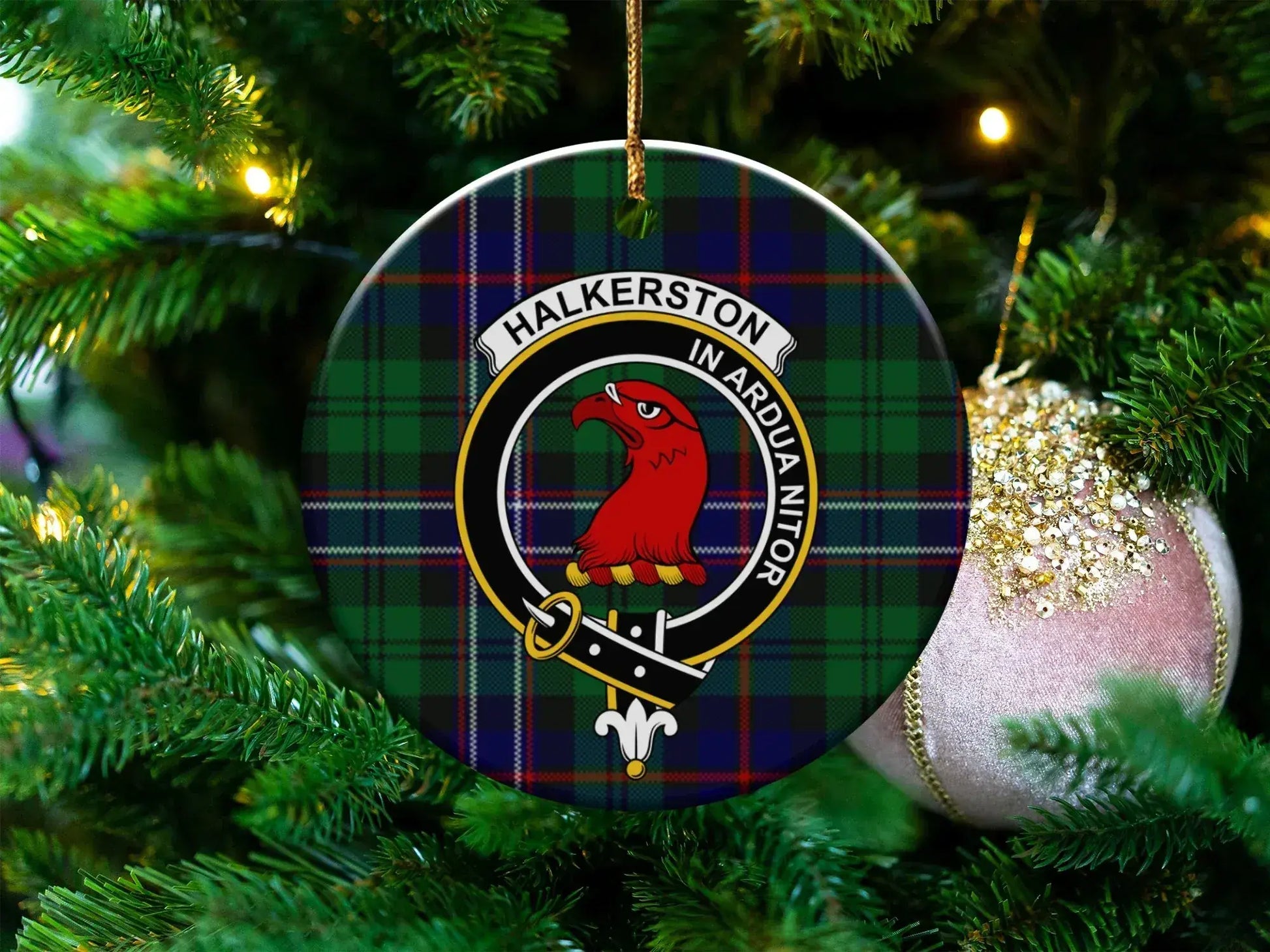 Family Crest Hawk Themed Christmas Ornament product type