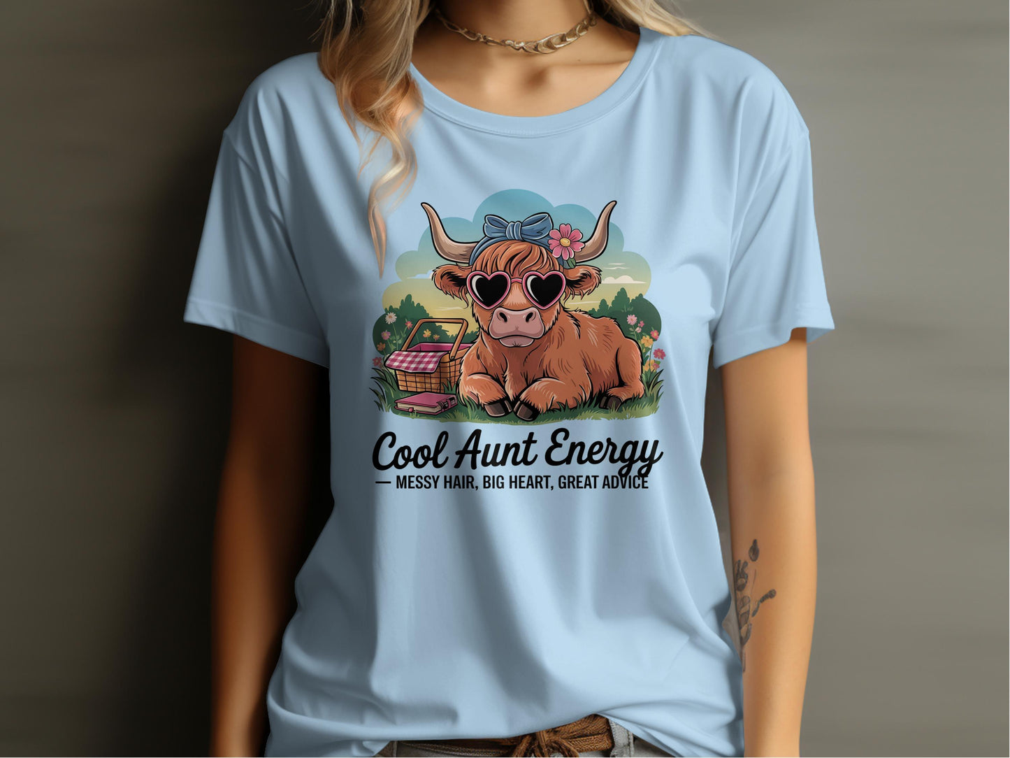 Cool Aunt Energy Messy Hair Big Heart Graphic Tee product