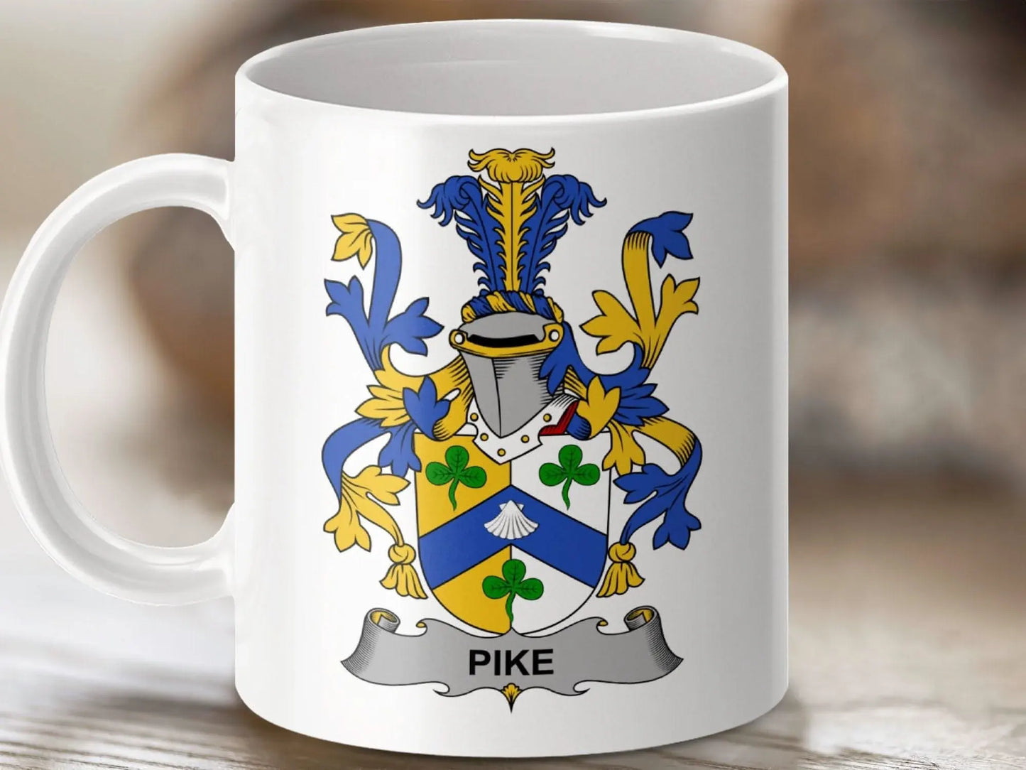 Pike Irish Family Crest Emblem Design Mug - Celtic Ancestry Gifts