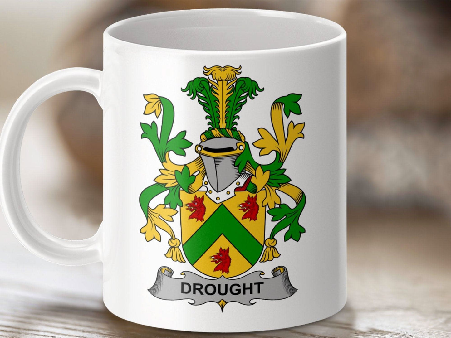 Drought Surname Irish Family Crest Mug - Celtic Ancestry Gifts