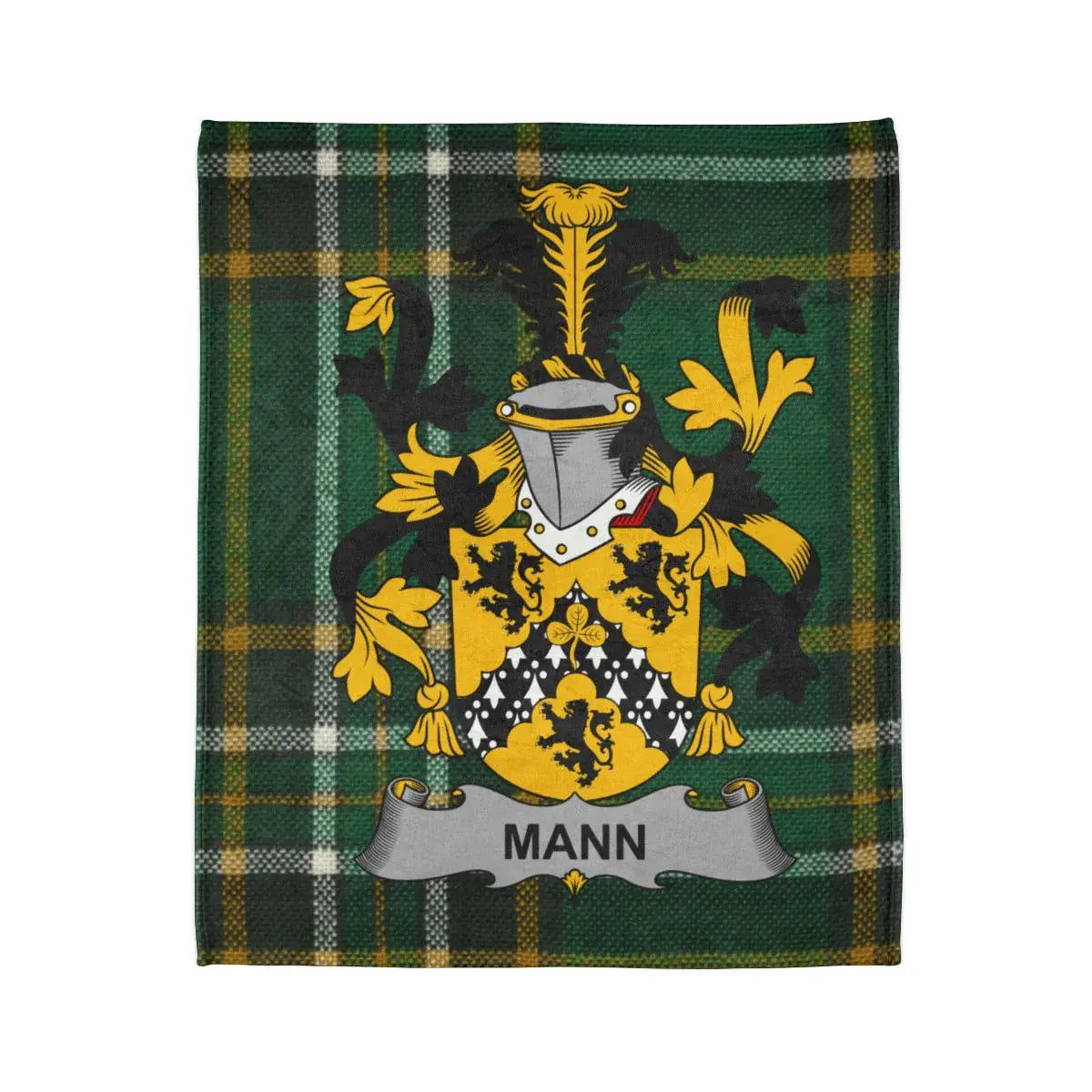 Mann Coat of Arms Family Heritage Tartan Blanket product type