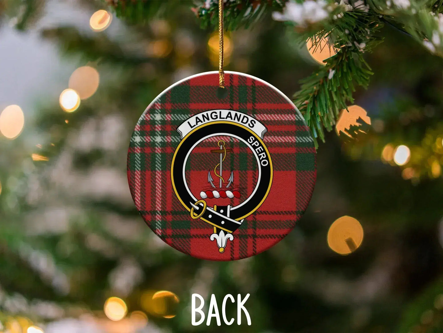 Langlands Clan Crest Plaid Christmas Ornament product