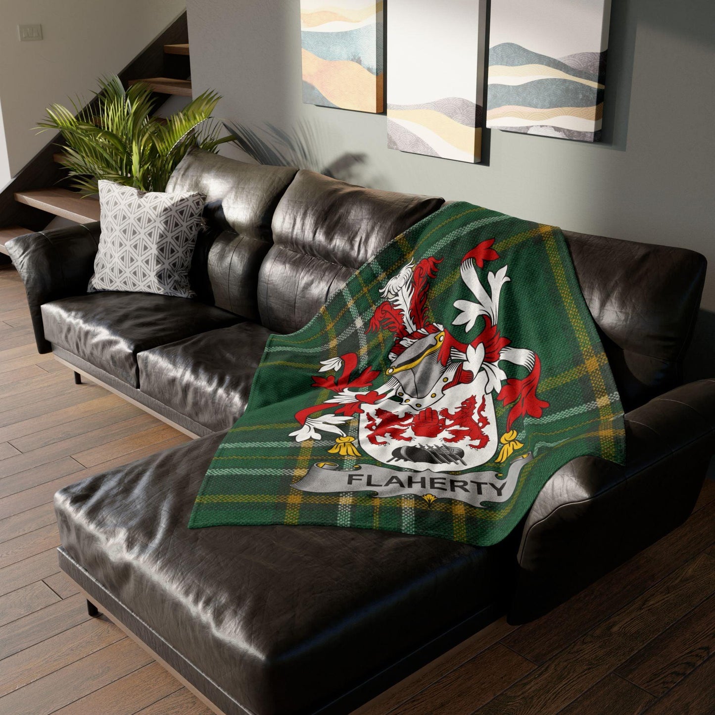 Custom Irish Coat Of Arms Tartan Blanket
