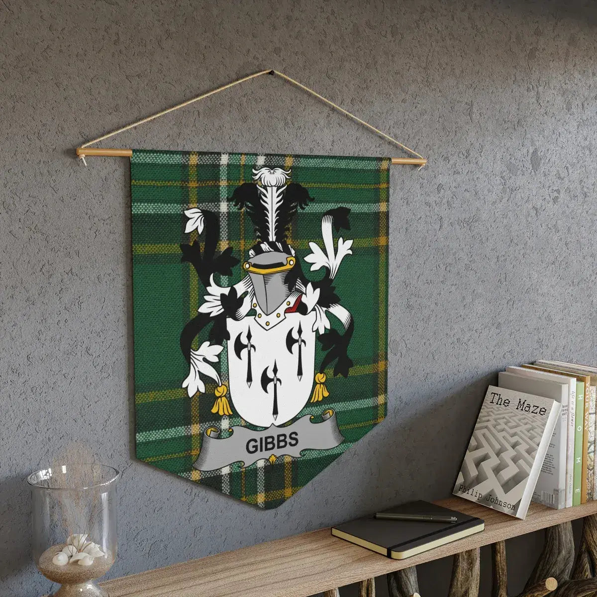 Gibbs Family Crest Green Plaid Wall Hanging product type