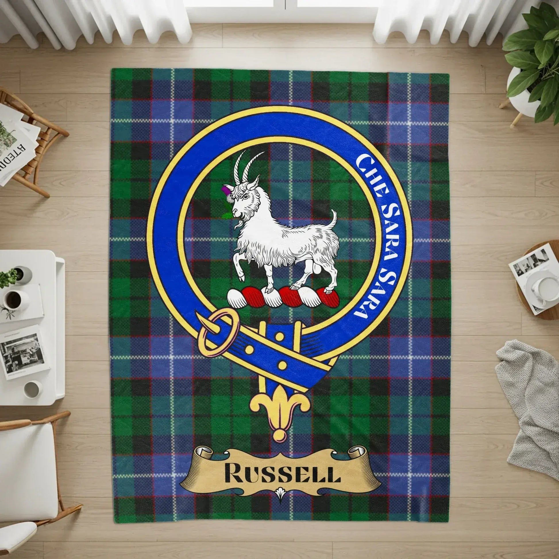 Che Sara Sara Russell Crest Tartan Pattern Rug product