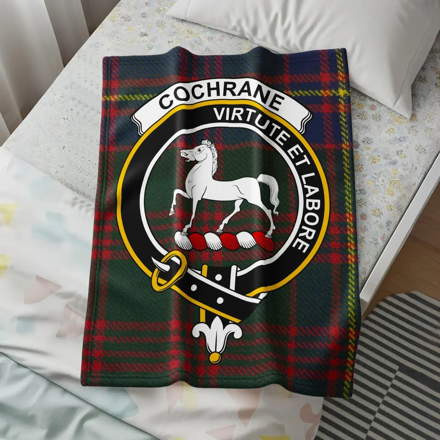 Cochrane Virtute Et Labore Crest Pattern Blanket product