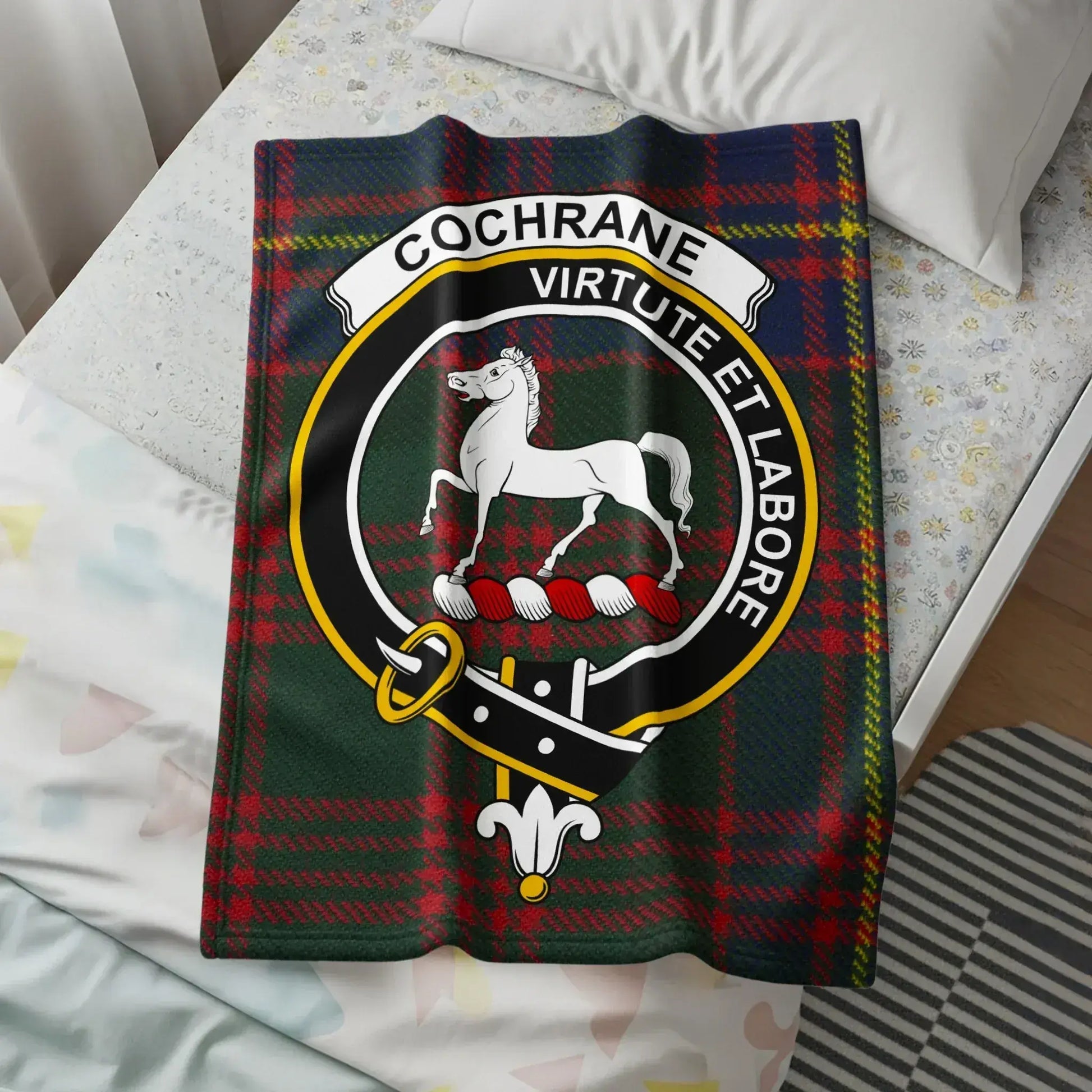 Cochrane Virtute Et Labore Crest Pattern Blanket product