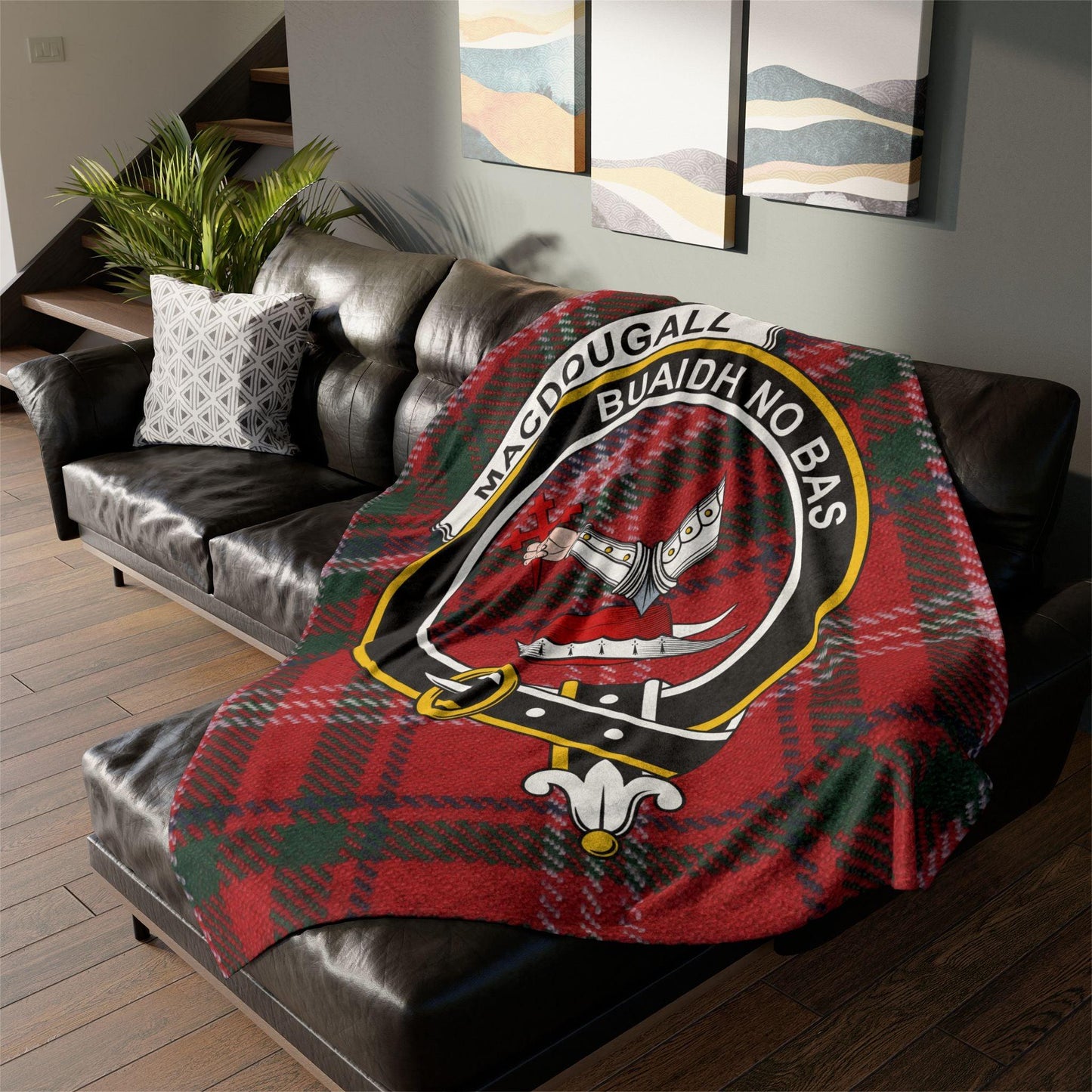 MacDougall Clan Tartan Blanket – Scottish Crest Throw, Soft & Cozy