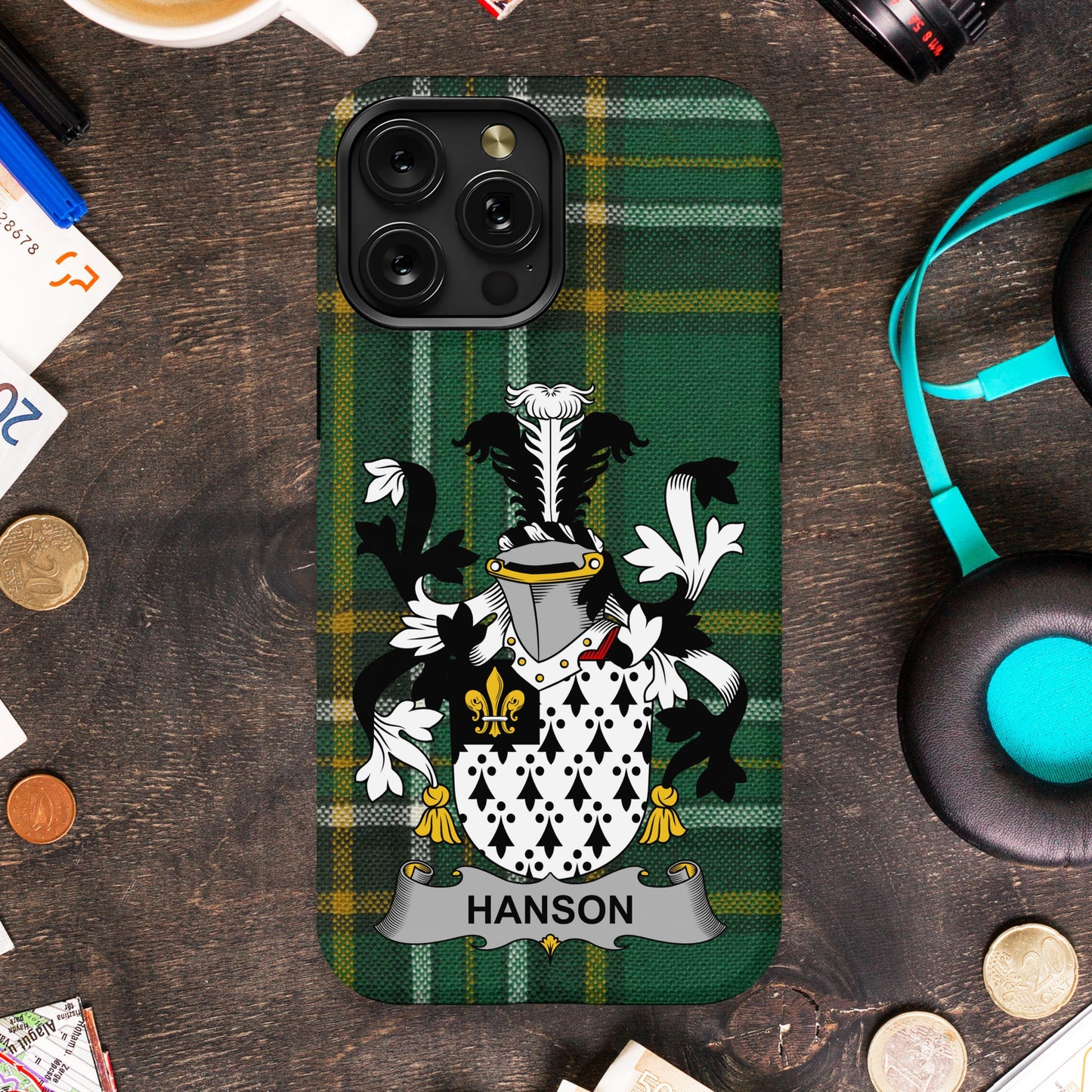 Hanson Surname Irish Family Crest Cell Phone Cover - Celtic Ancestry Gifts
