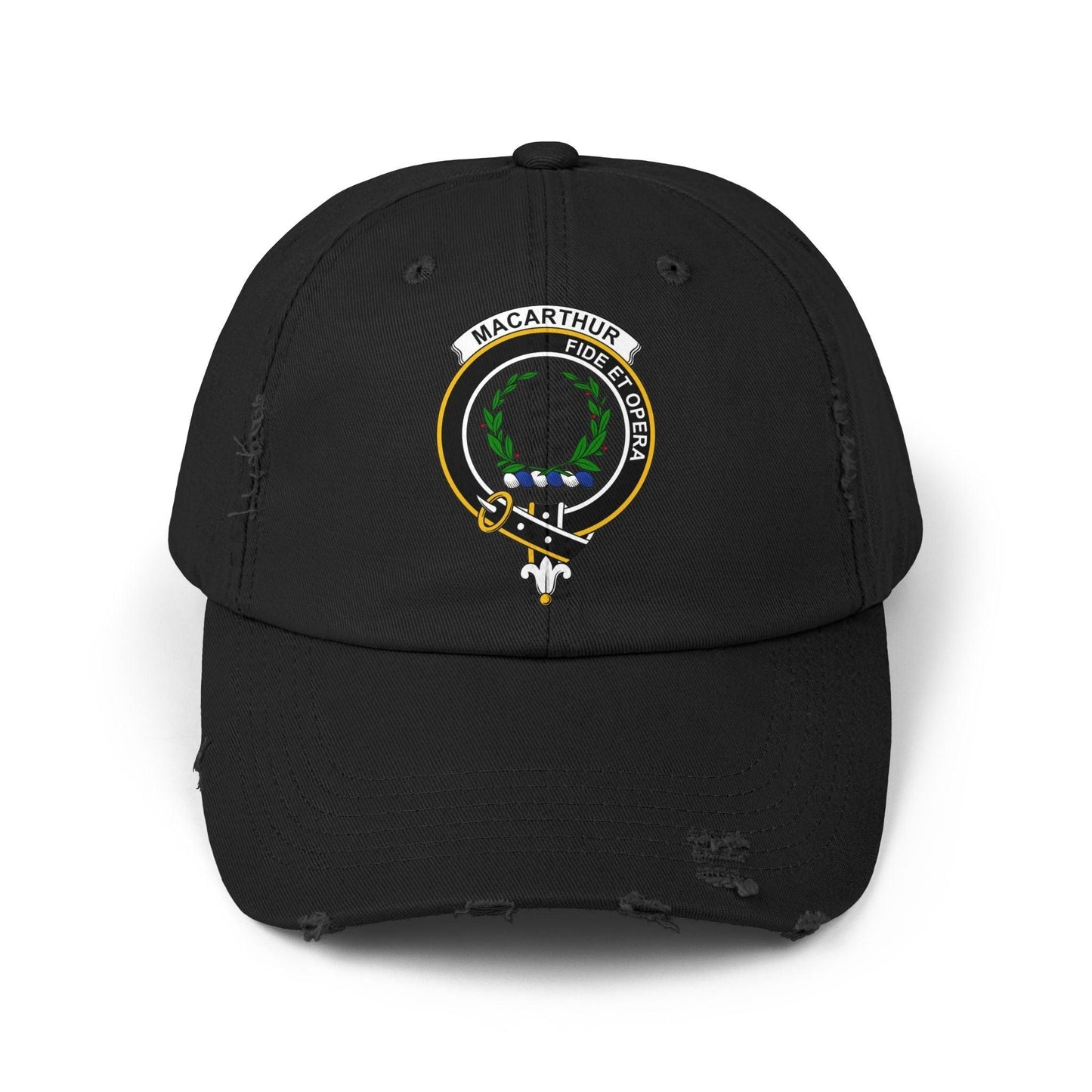 Macarthur Fide Et Opera Distressed Baseball Cap - Celtic Ancestry Gifts
