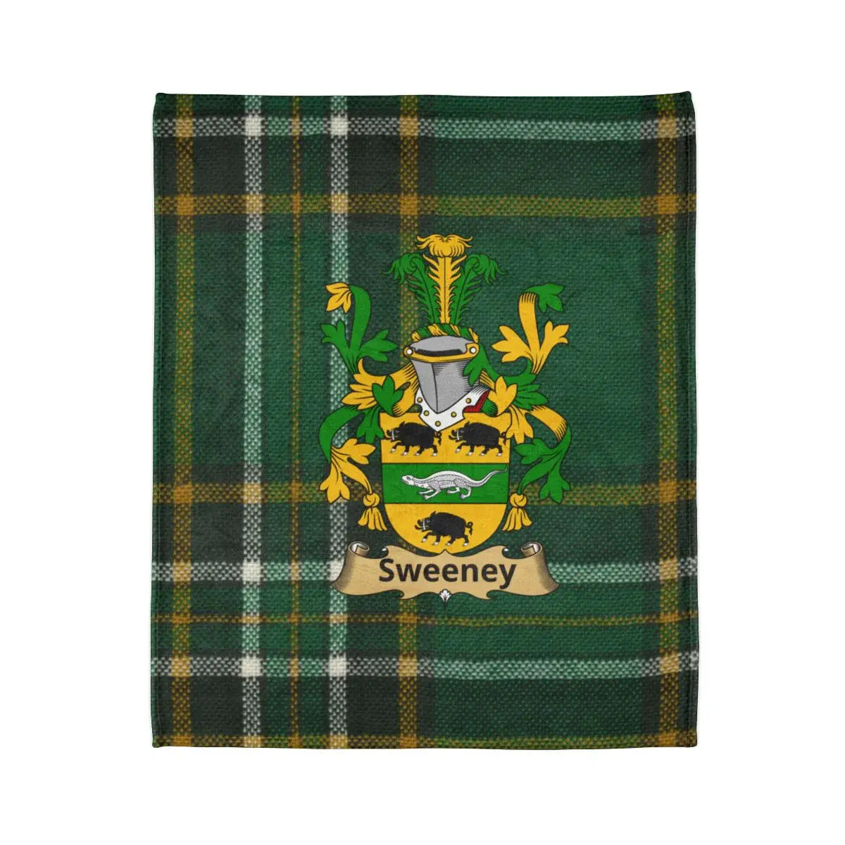 Sweeney Family Crest Shield Green Tartan Blanket product