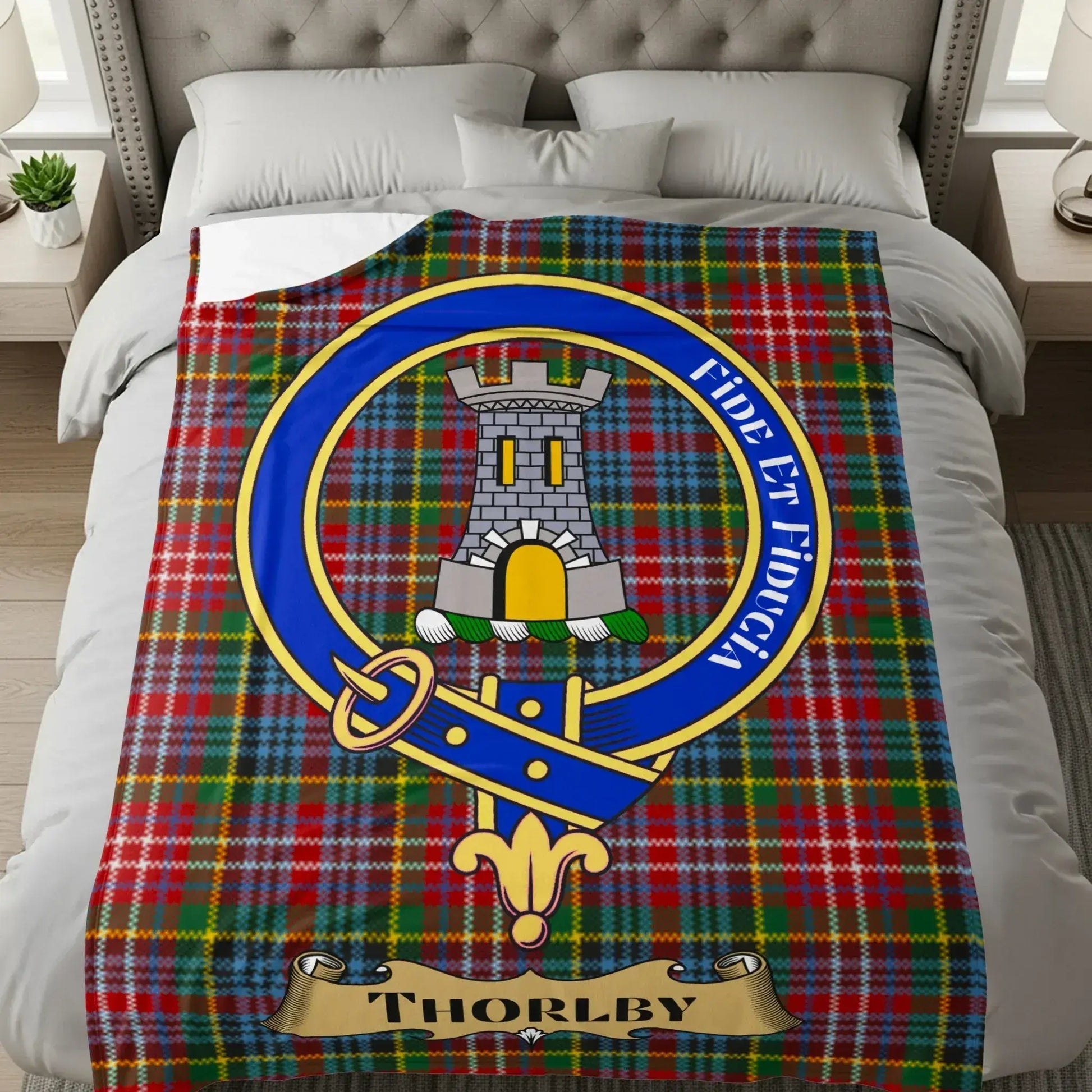 Thorlby Tartan Blanket Crest Design Bedding Product