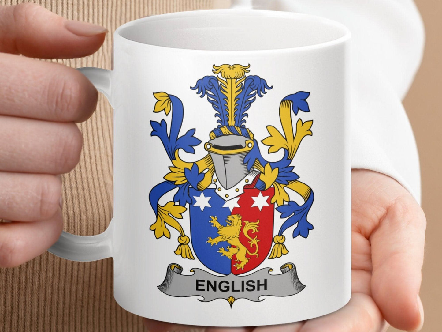 English Surname Irish Family Crest Mug - Celtic Ancestry Gifts