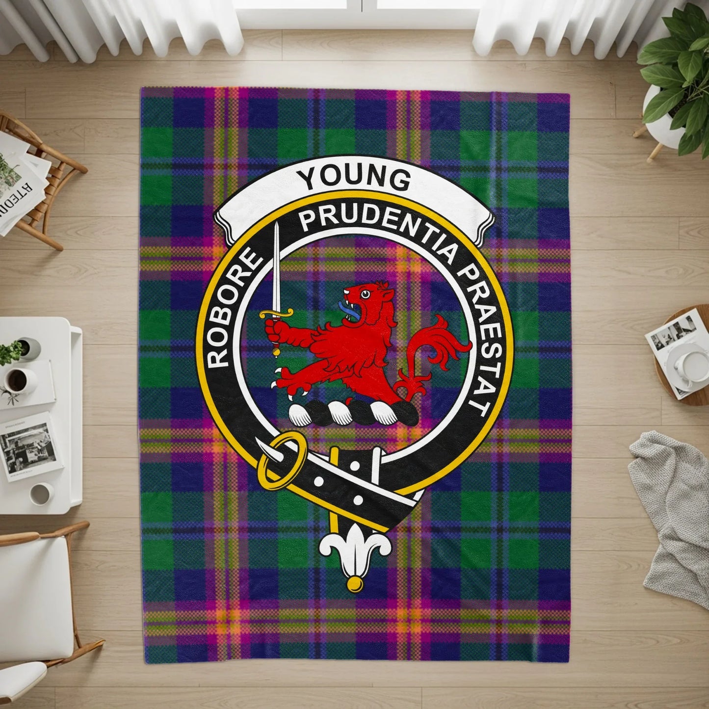 Young Coat of Arms Tartan Design Rug product type