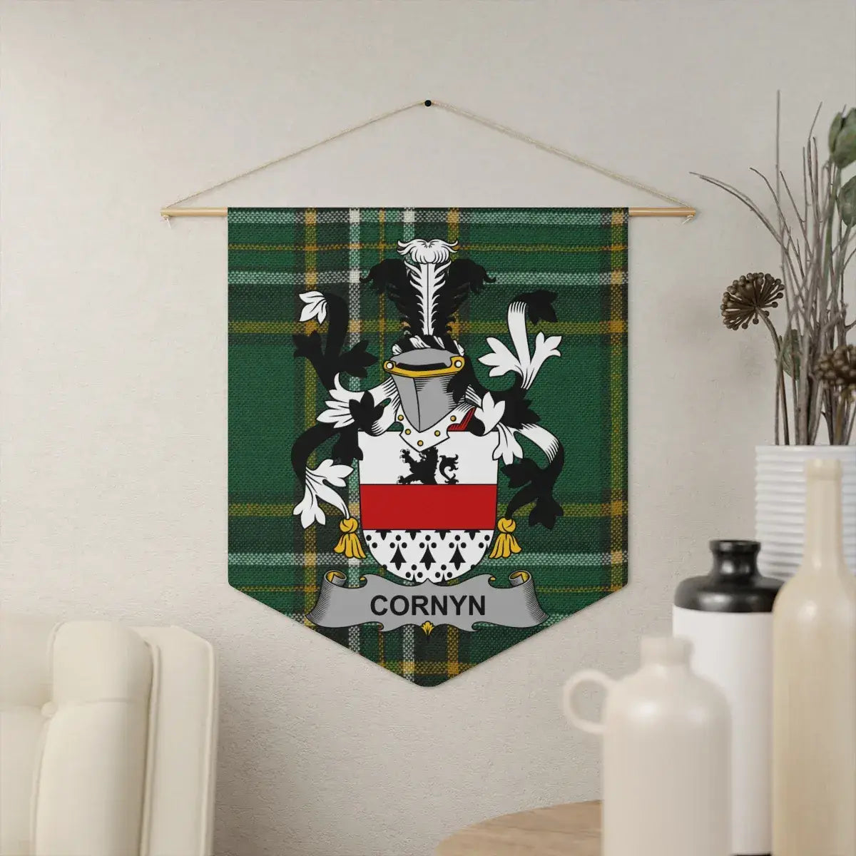 Cornyn Family Crest Plaid Design Hanging Banner product type