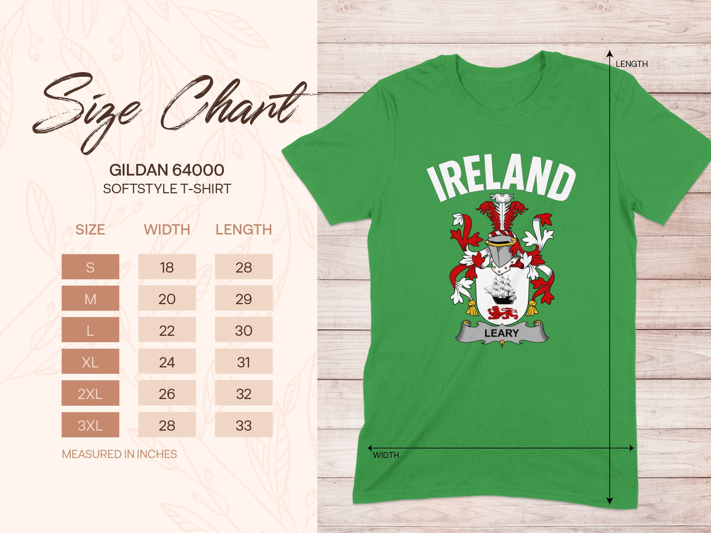 Ireland Leary Family Crest Graphic T-Shirt