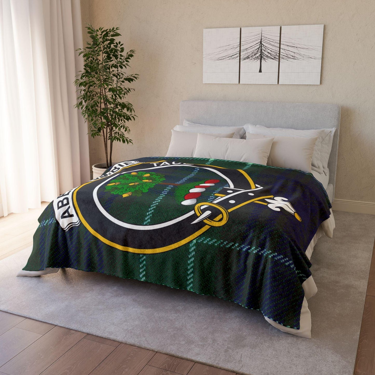 Abercrombie Clan Crest Scottish Tartan Blanket - Celtic Ancestry Gifts